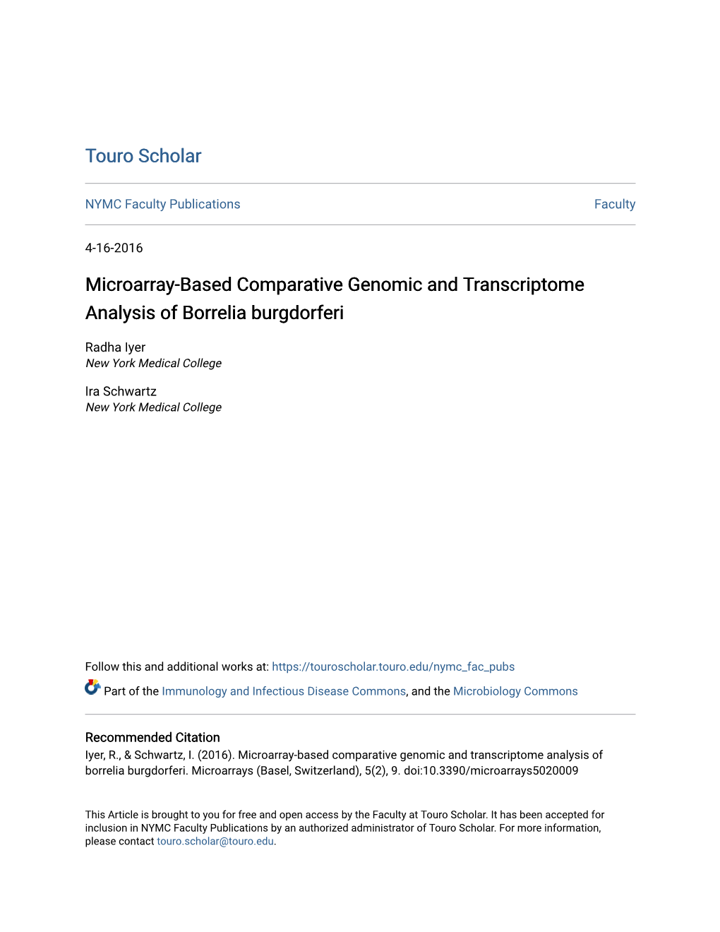 Microarray-Based Comparative Genomic and Transcriptome Analysis of Borrelia Burgdorferi