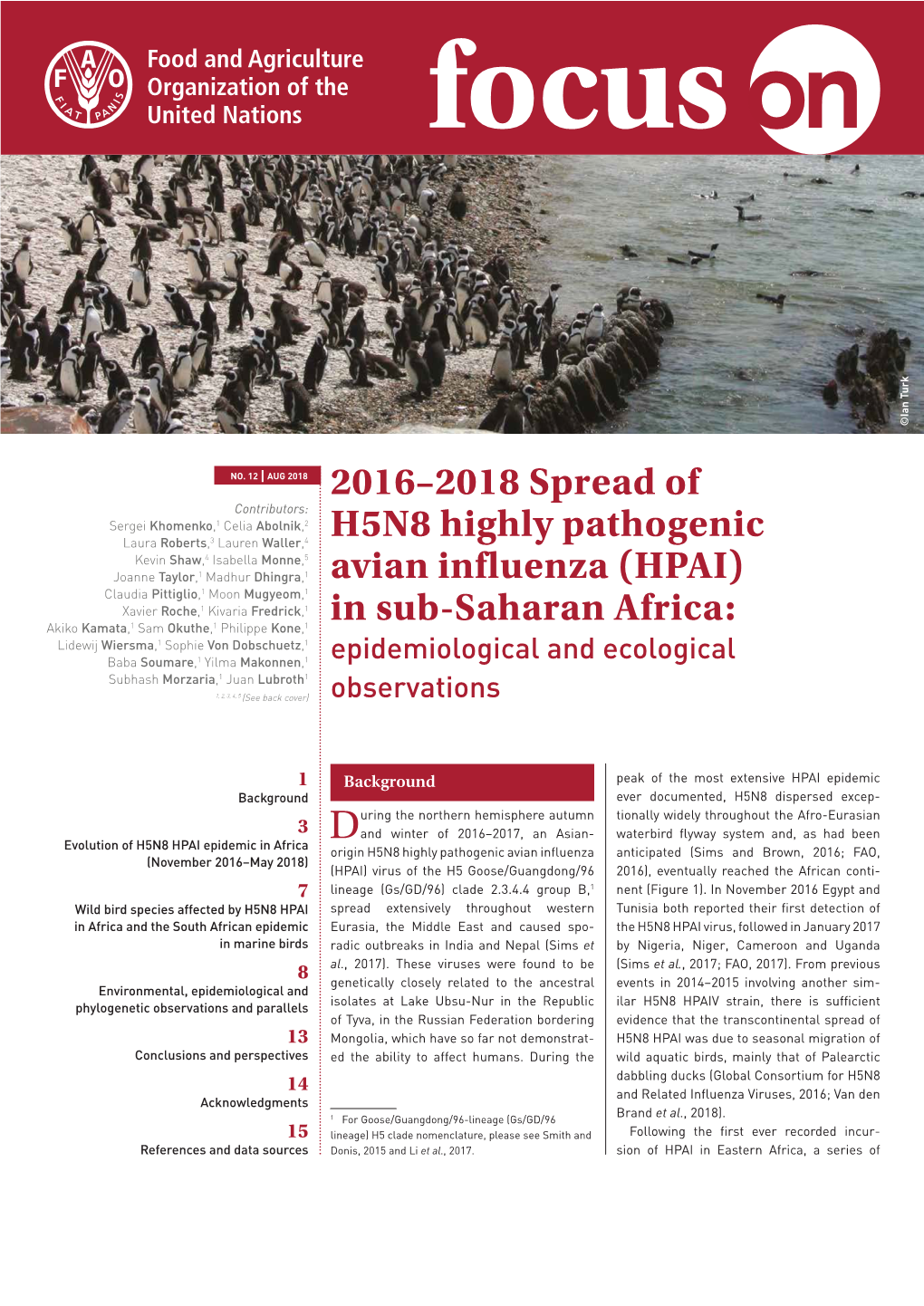 2016–2018 Spread of H5N8 Highly Pathogenic Avian Influenza (HPAI