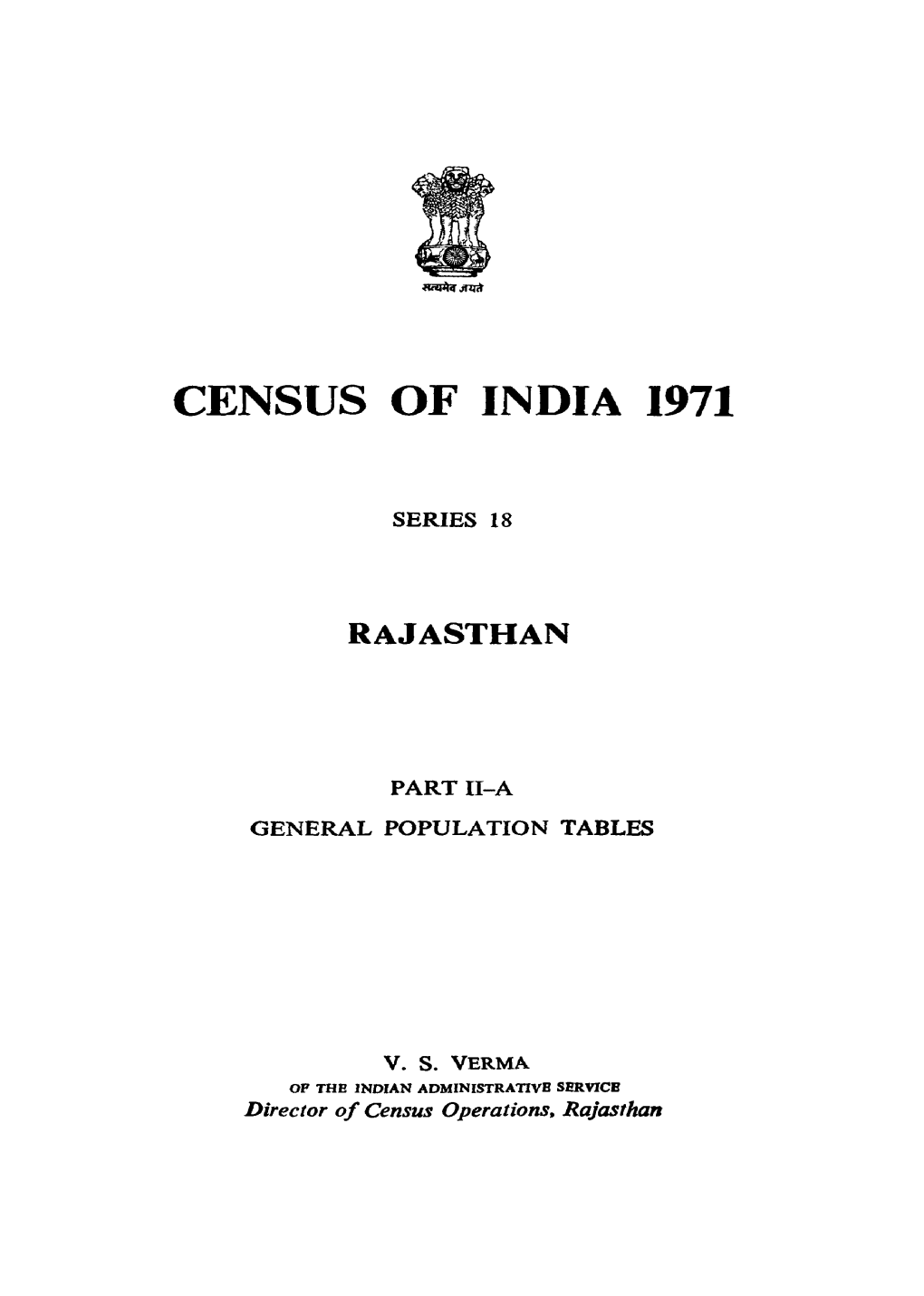 General Population Tables, Part II-A, Series-18, Rajasthan