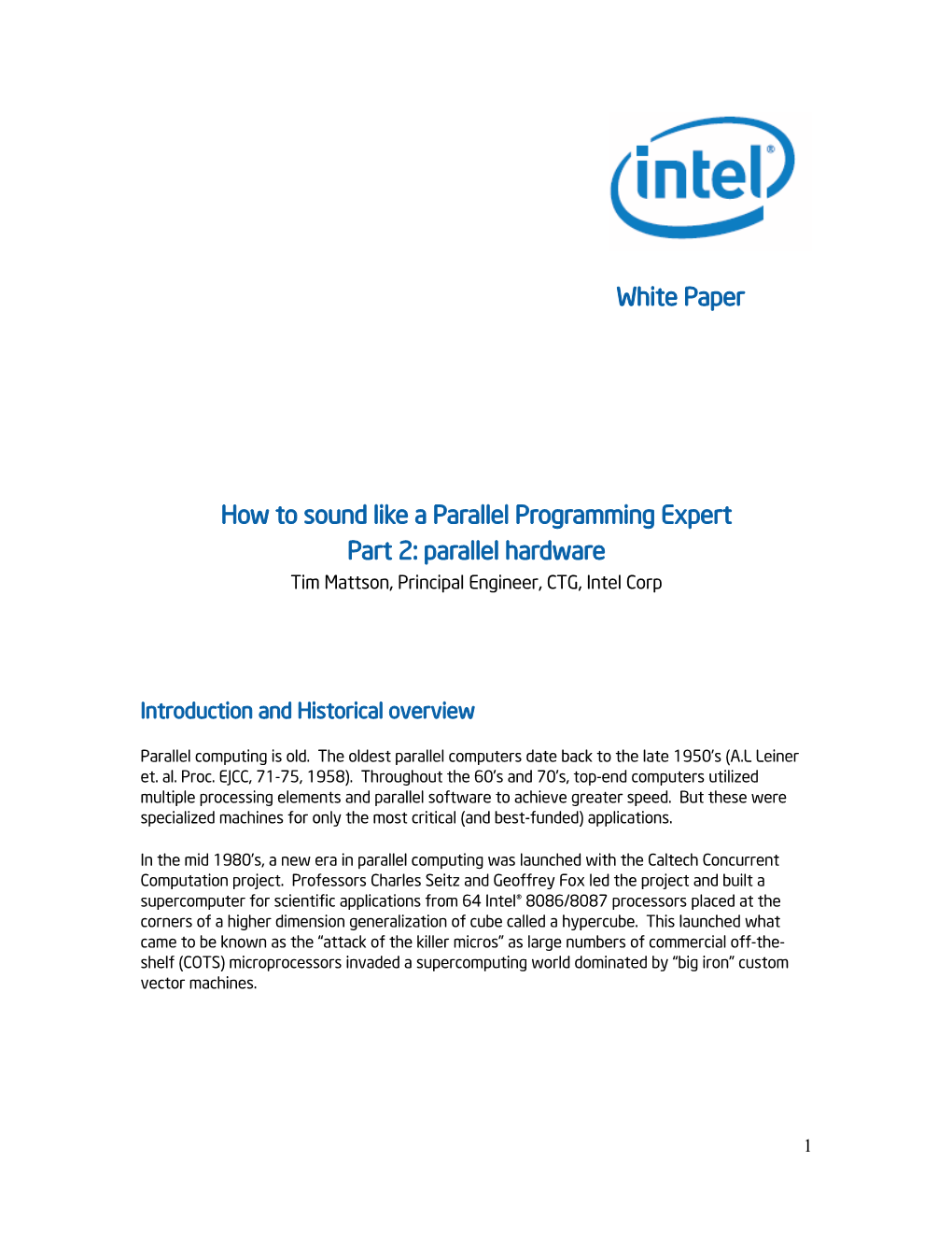 White Paper How to Sound Like a Parallel Programming Expert Part 2