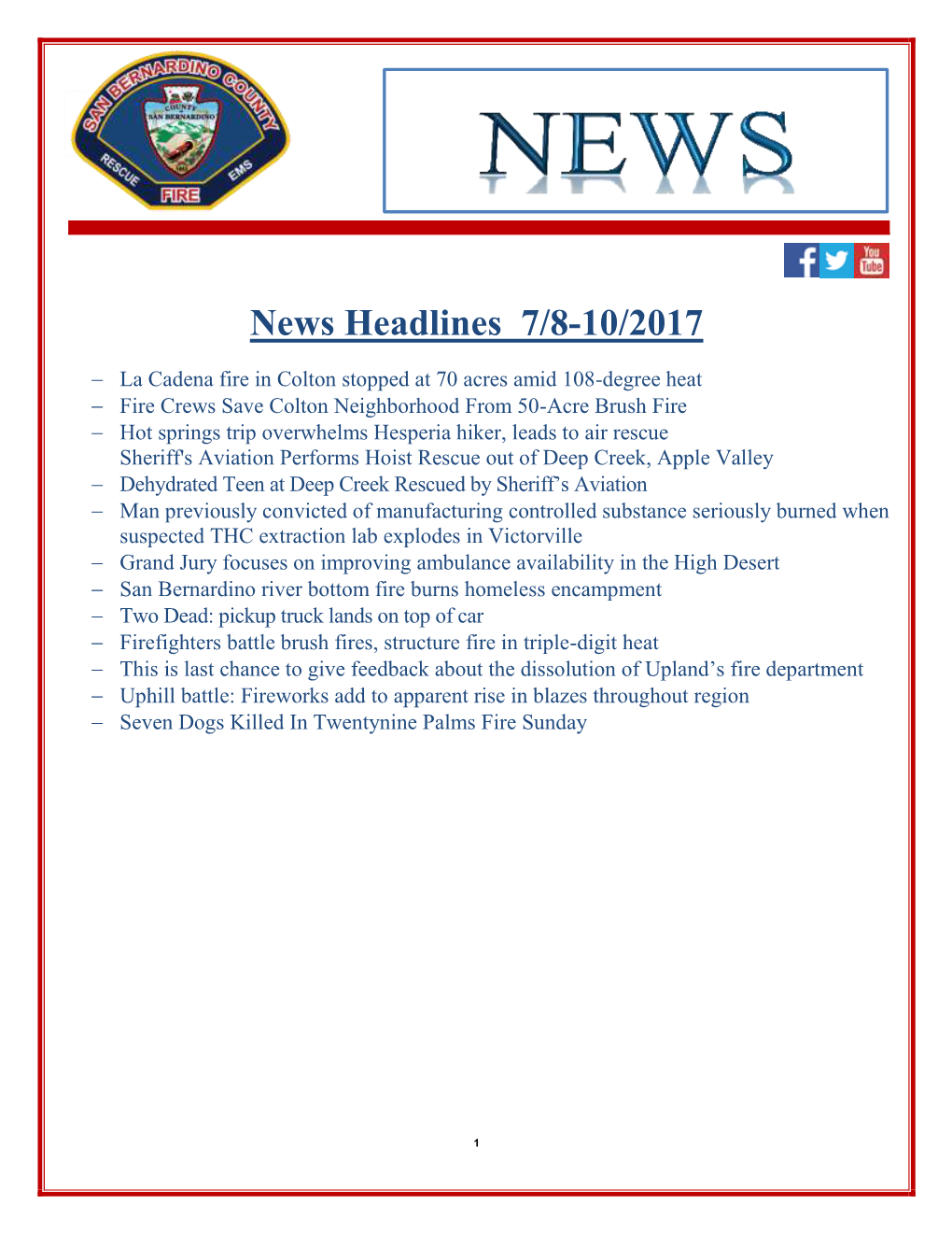 News Headlines 7/8-10/2017
