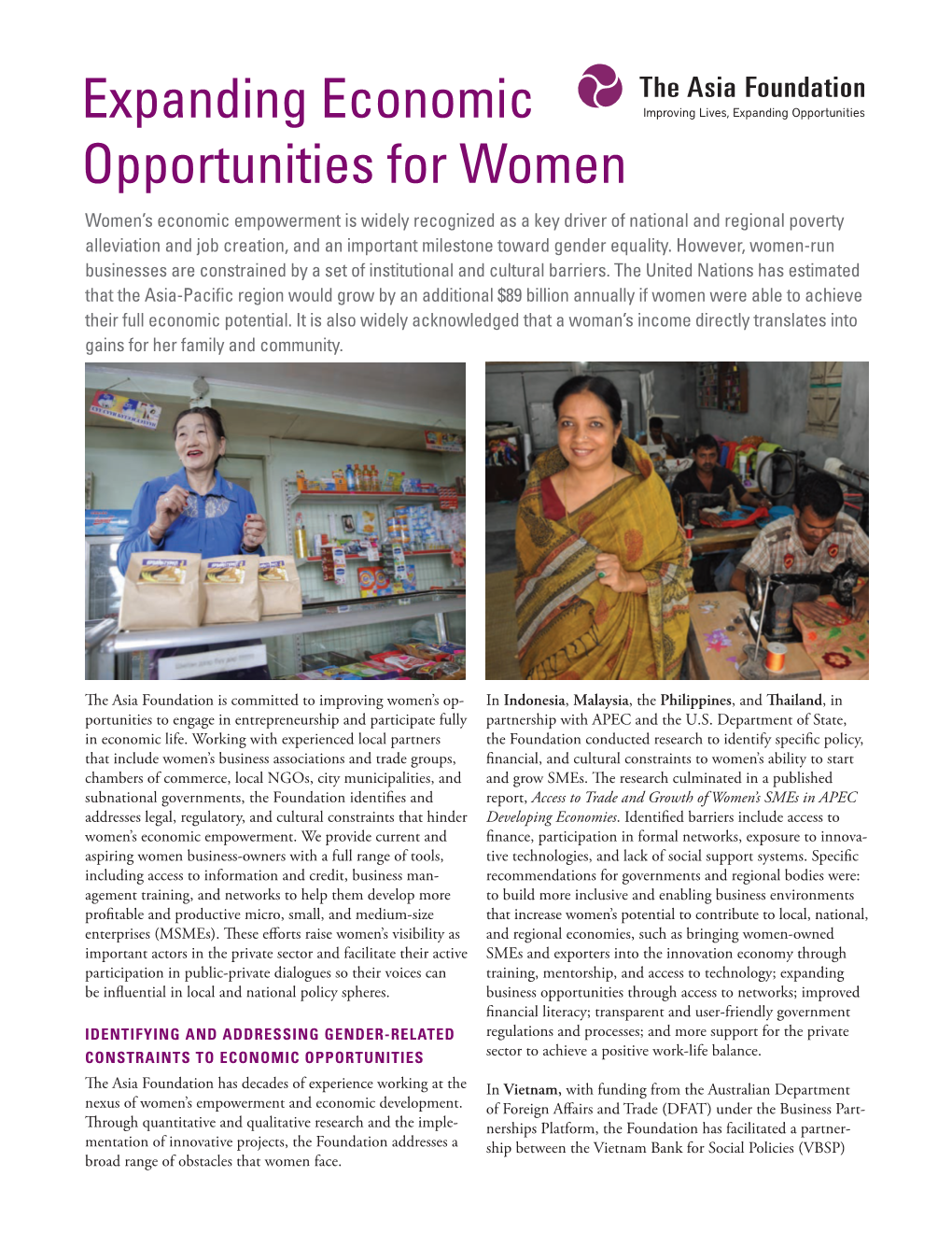 Expanding Economic Opportunities for Women