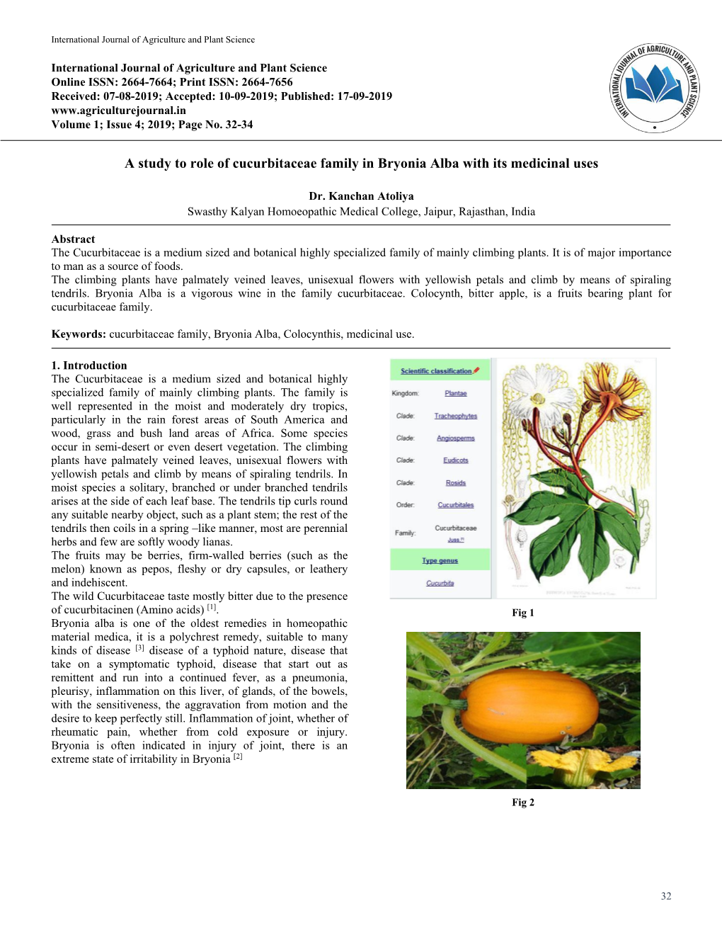 A Study to Role of Cucurbitaceae Family in Bryonia Alba with Its Medicinal Uses