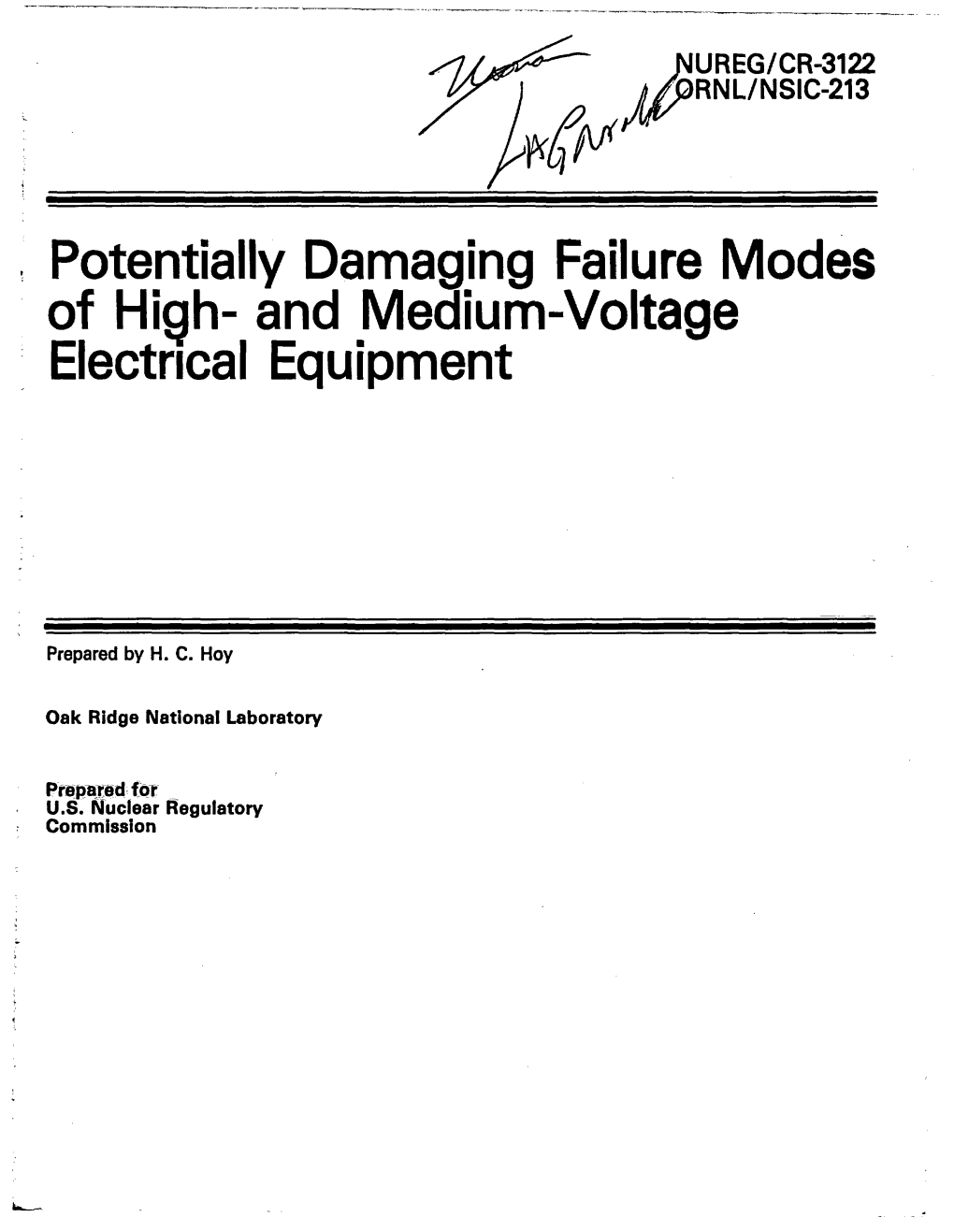 Potentially Damaging Failure Modes of High- and Medium-Voltage Electrical Equipment