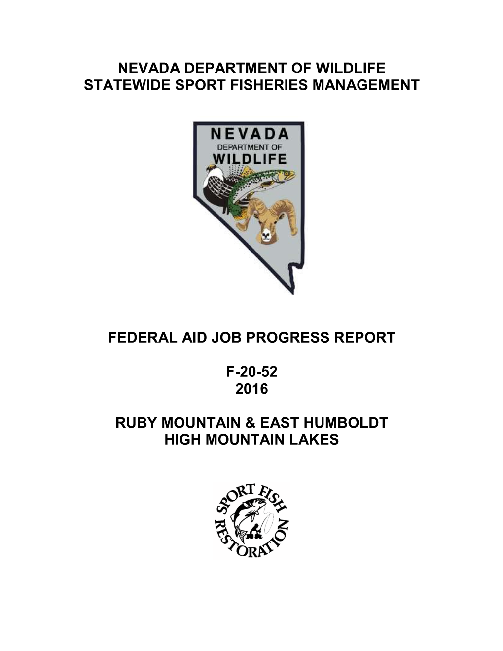 Nevada Department of Wildlife Statewide Sport Fisheries Management