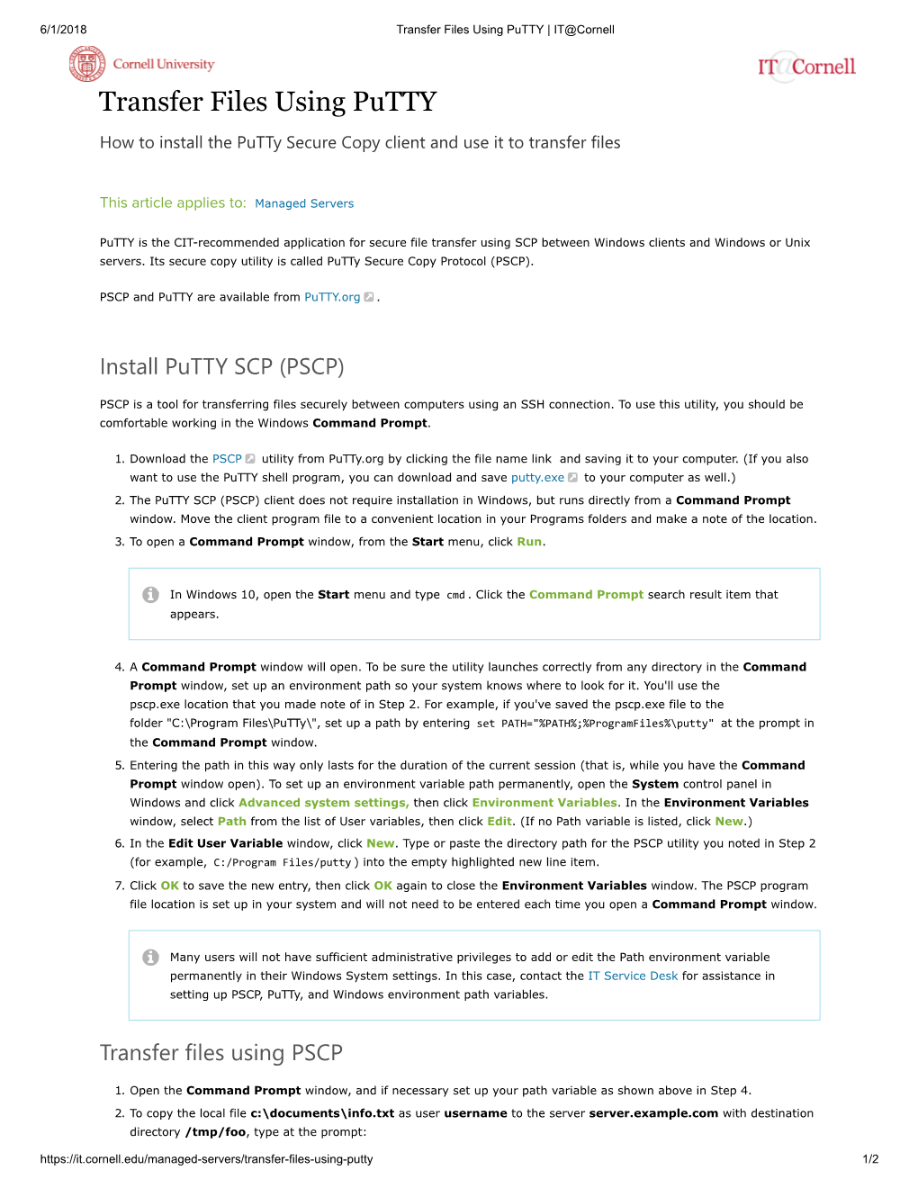 Transfer Files Using Putty | IT@Cornell