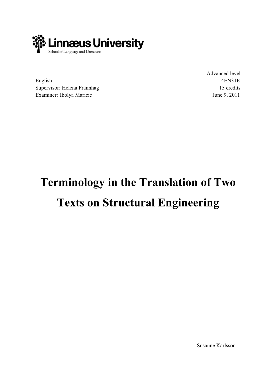 Terminology in the Translation of Two Texts on Structural Engineering