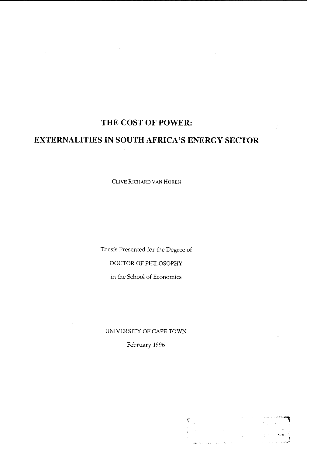 Externalities in South Africa's Energy Sector