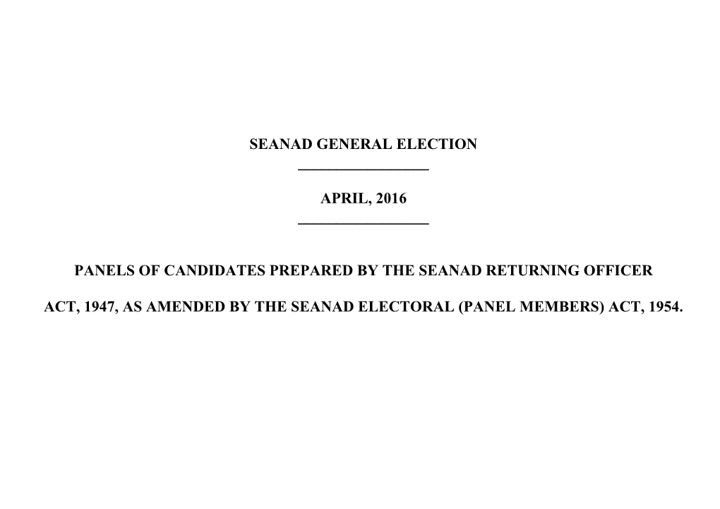 Seanad General Election 2016