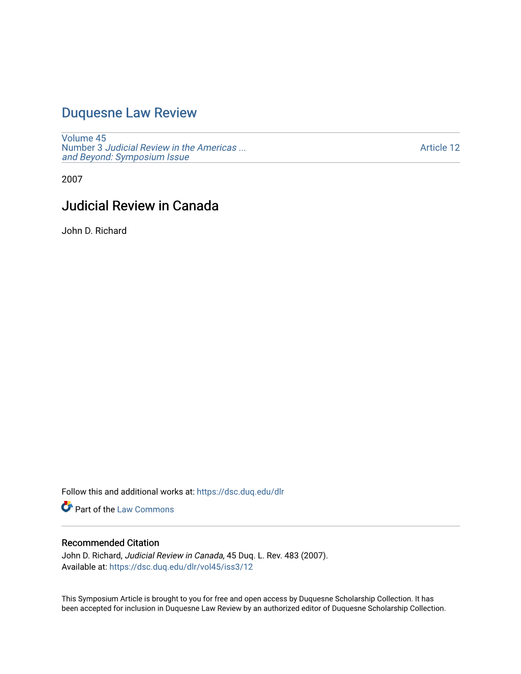 Judicial Review in Canada