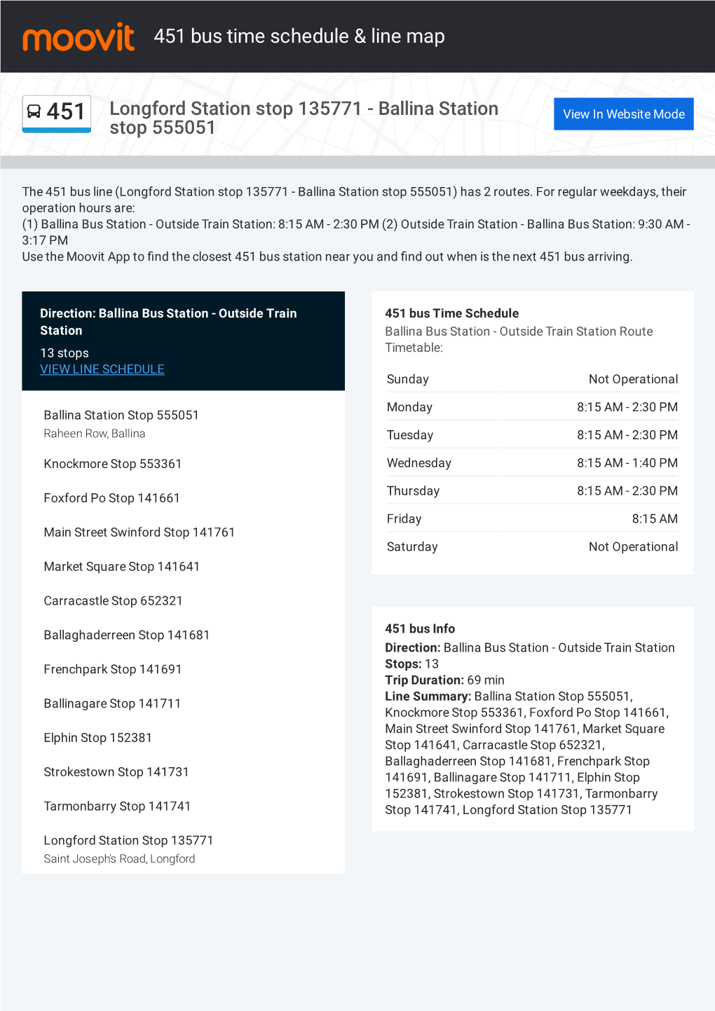 451 Bus Time Schedule & Line Route