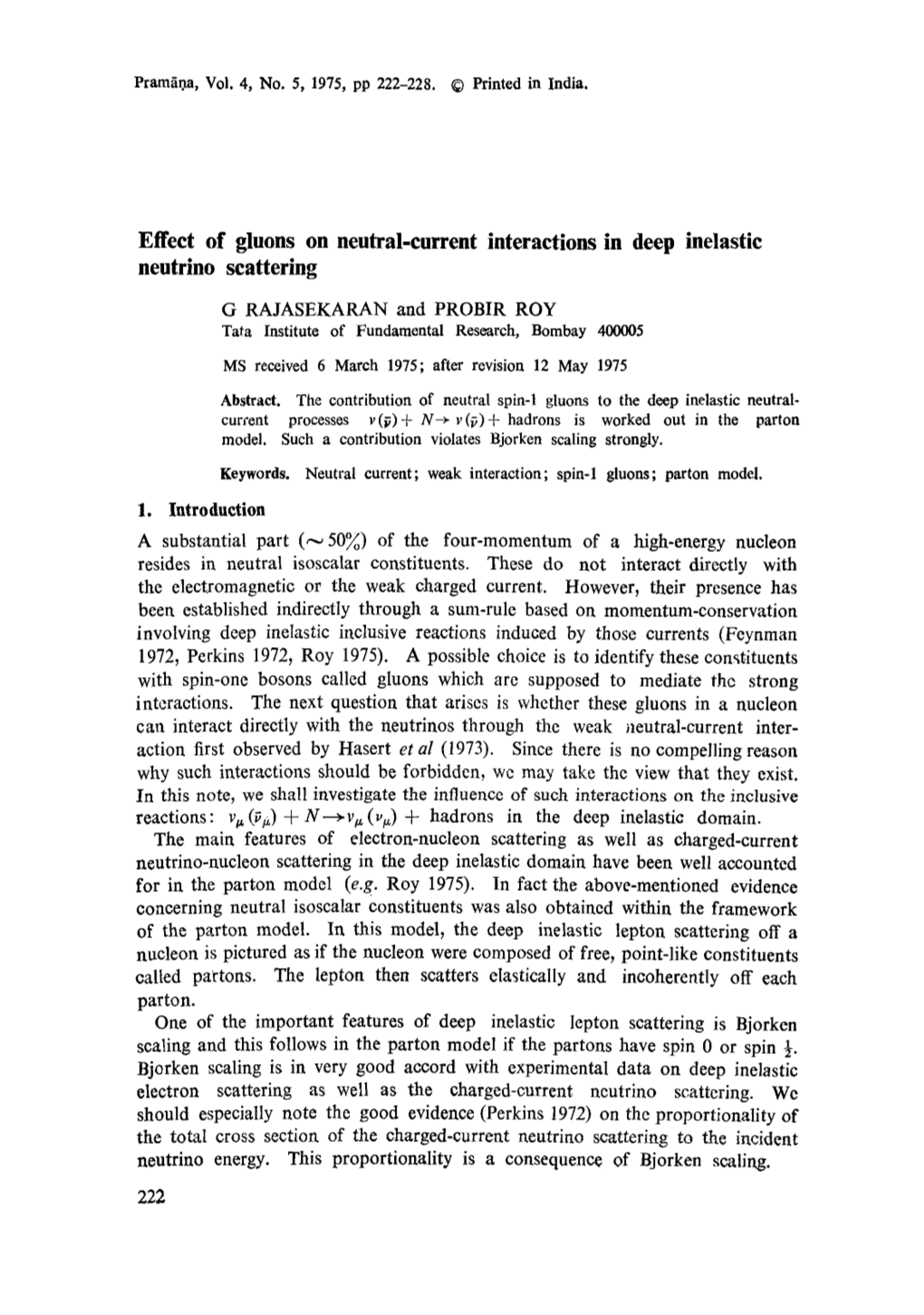 Effect of Gluons on Neutral-Current Interactions in Deep Inelastic Neutrino Scattering