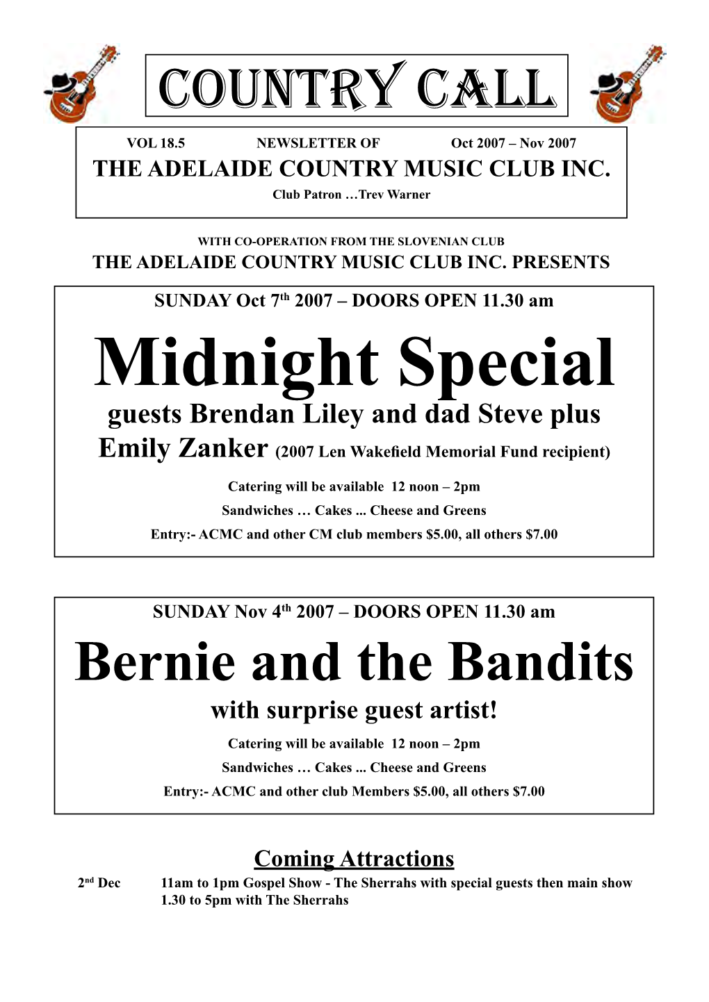 Adelaide Country Music Club Country Call Oct-Nov 2007 Issue