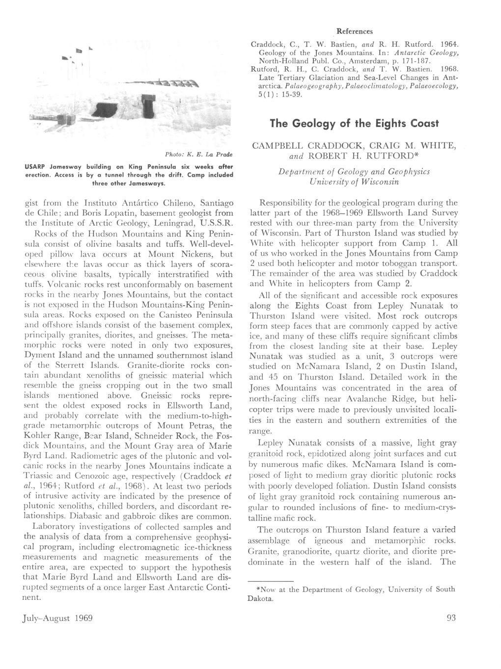 The Geology of the Eights Coast Ar CAMPBELL CRADDOCK, CRAIG M