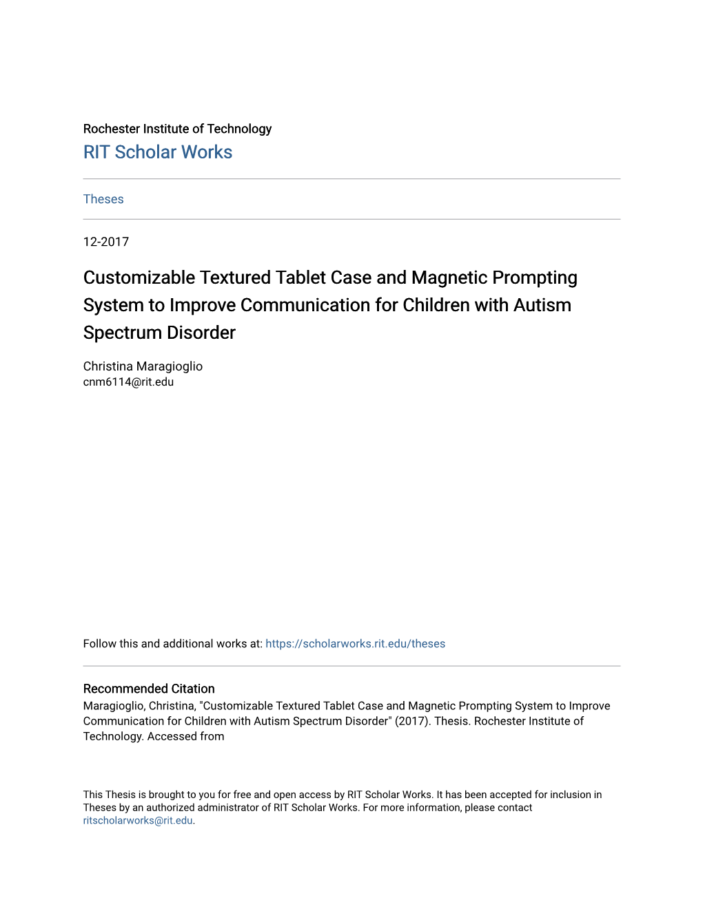 Customizable Textured Tablet Case and Magnetic Prompting System to Improve Communication for Children with Autism Spectrum Disorder