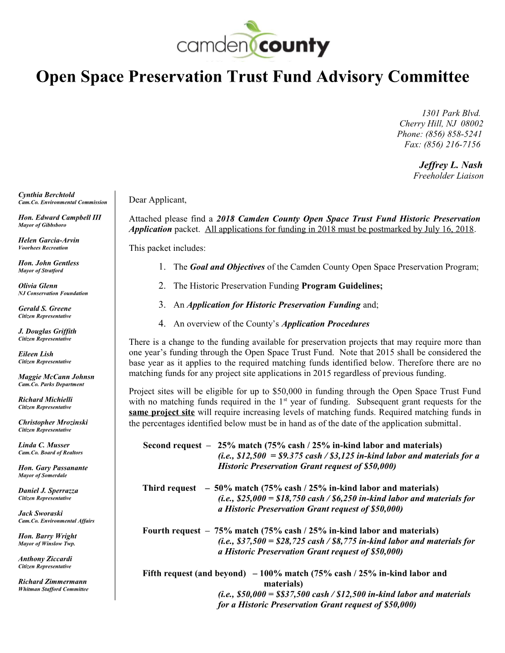 Camden County Open Space Preservation Trust Fund Advisory Committee