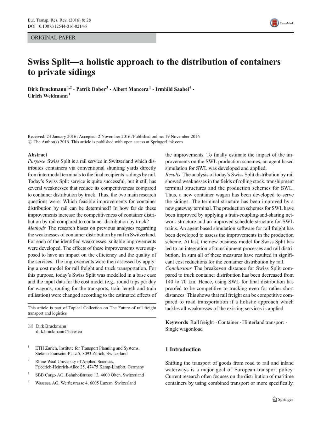 Swiss Split—A Holistic Approach to the Distribution of Containers to Private Sidings