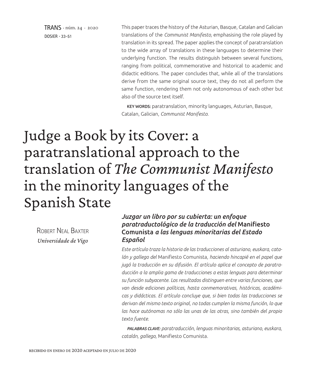 Judge a Book by Its Cover: a Paratranslational Approach to the Translation of the Communist Manifesto in the Minority Languages