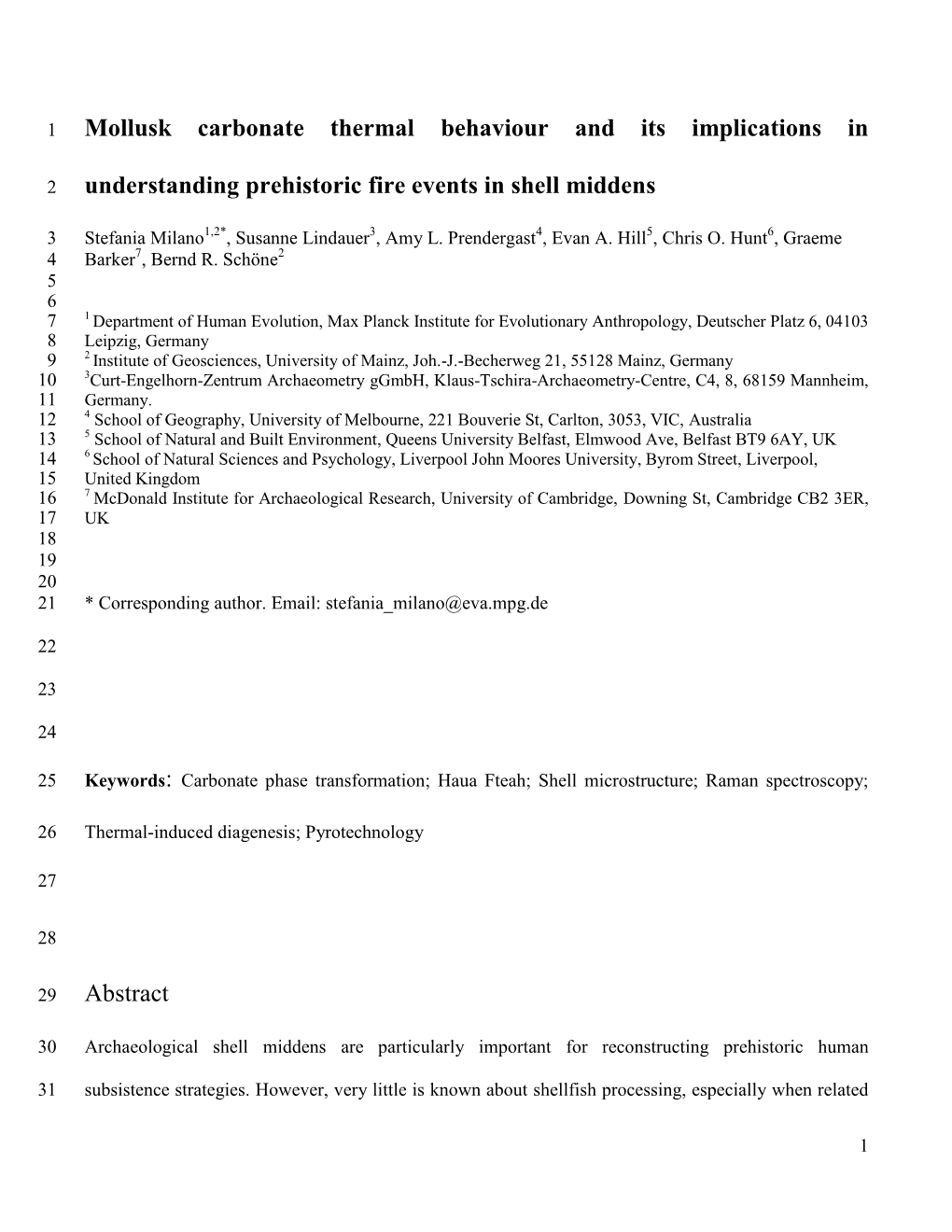 Mollusk Carbonate Thermal Behaviour and Its Implications In