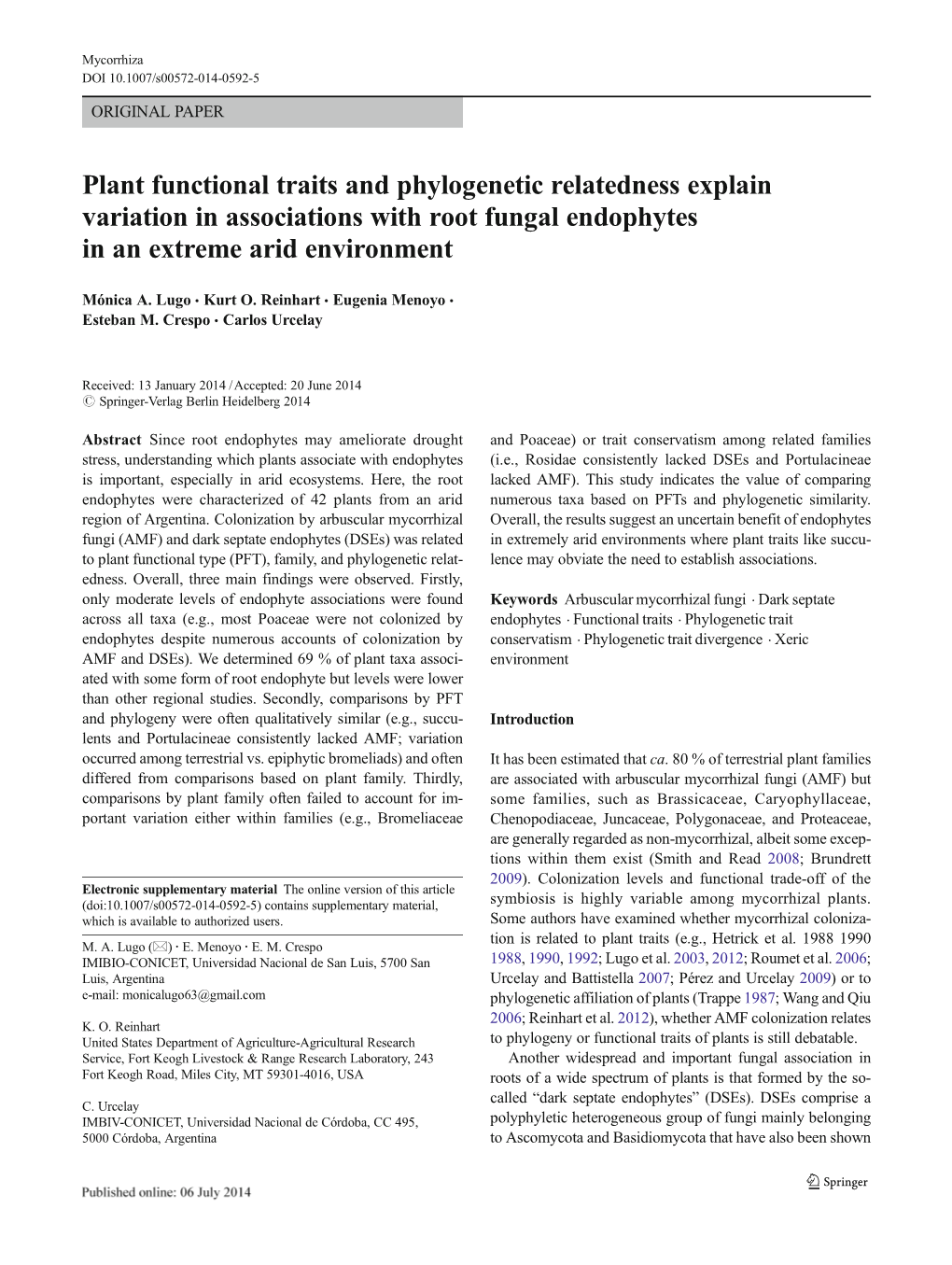 Plant Functional Traits and Phylogenetic Relatedness Explain Variation in Associations with Root Fungal Endophytes in an Extreme Arid Environment