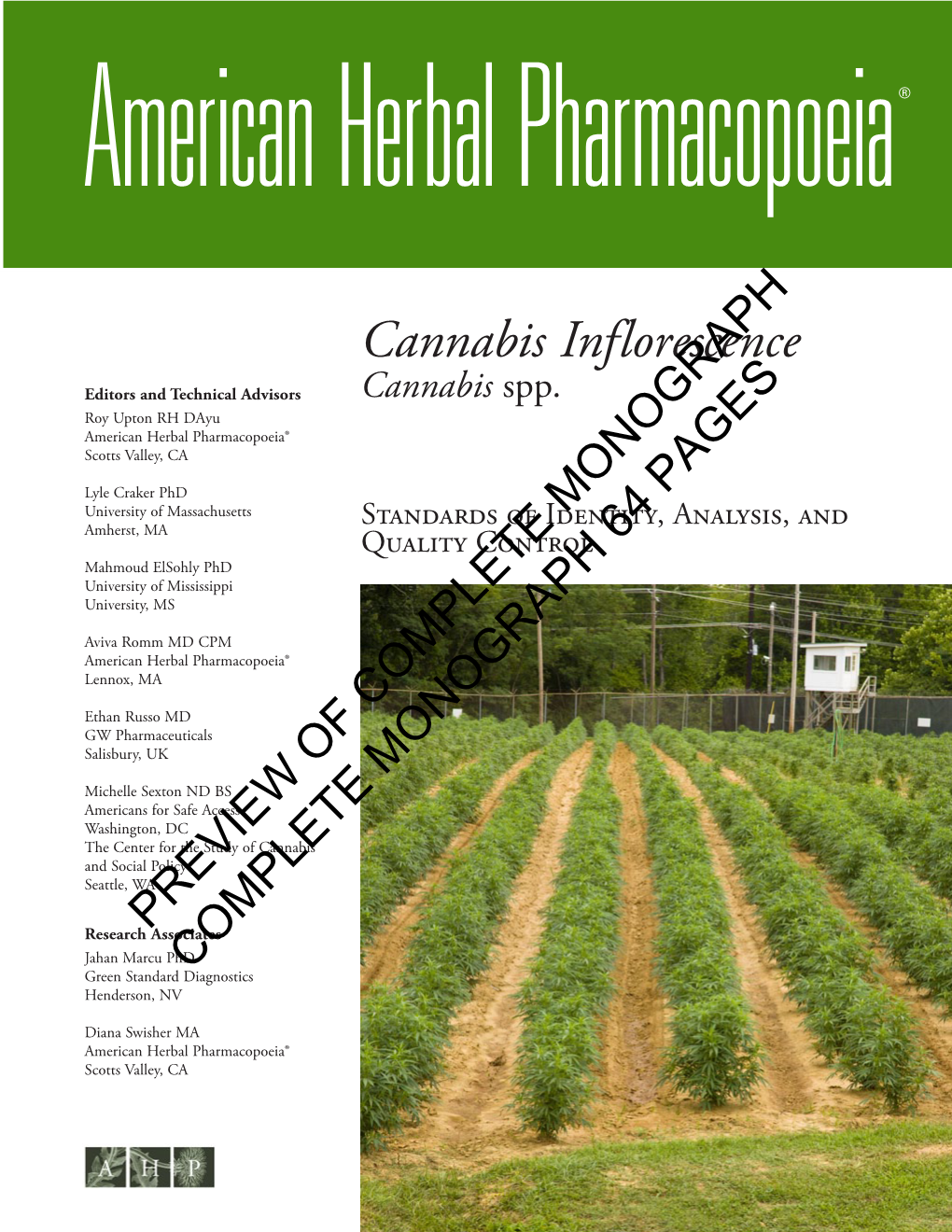 The American Herbal Pharmacopoeia Cannabis Inflorescence