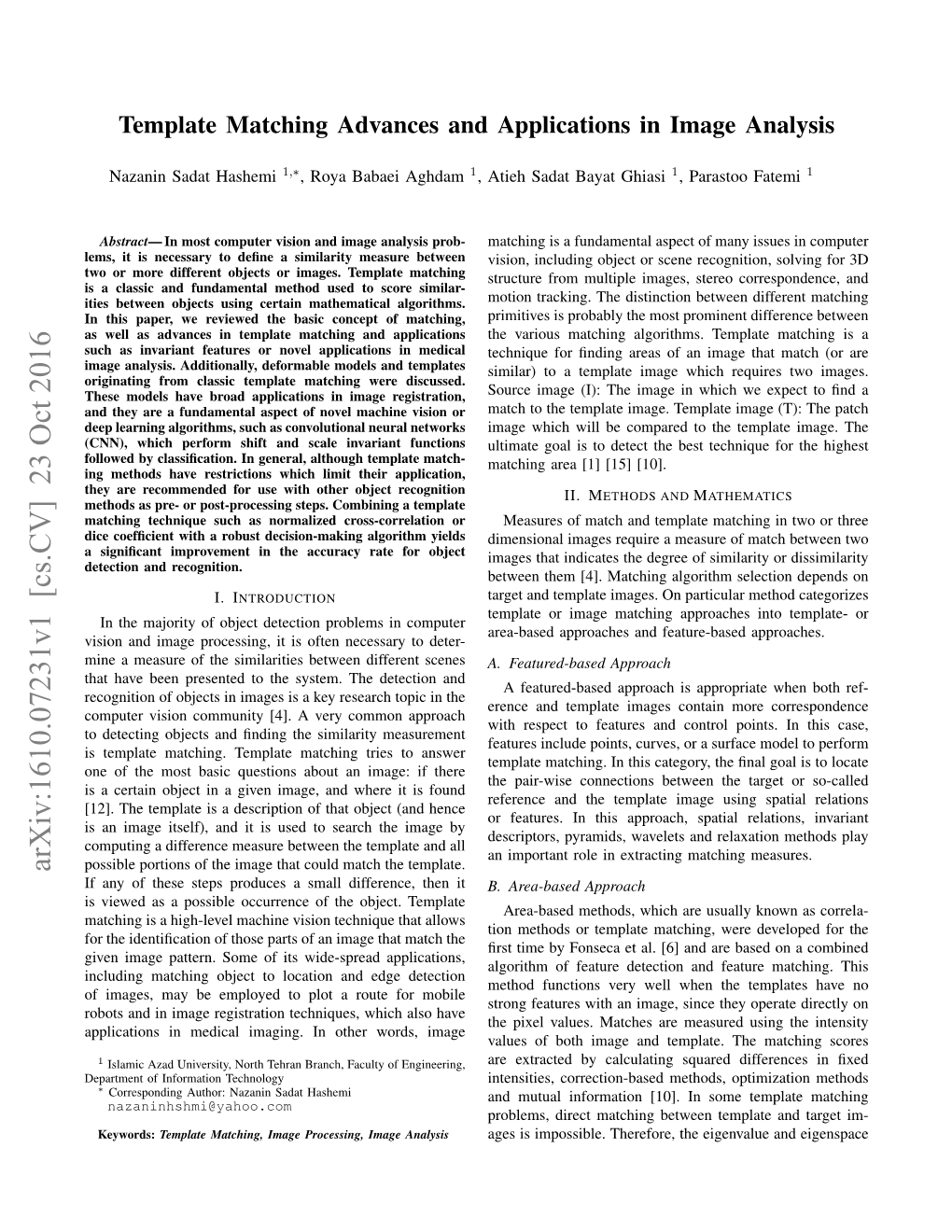 Template Matching Advances and Applications in Image Analysis