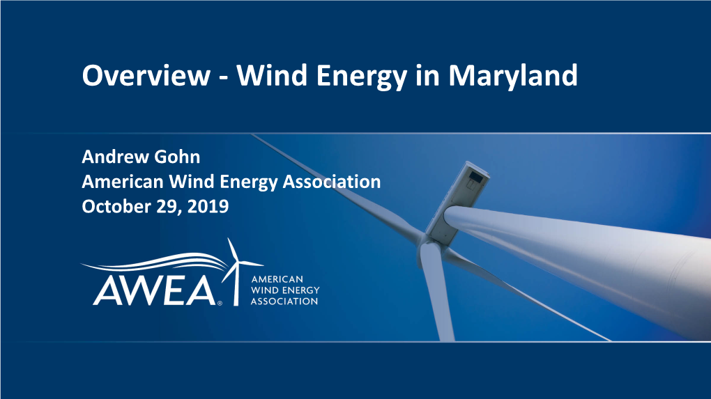 Overview - Wind Energy in Maryland