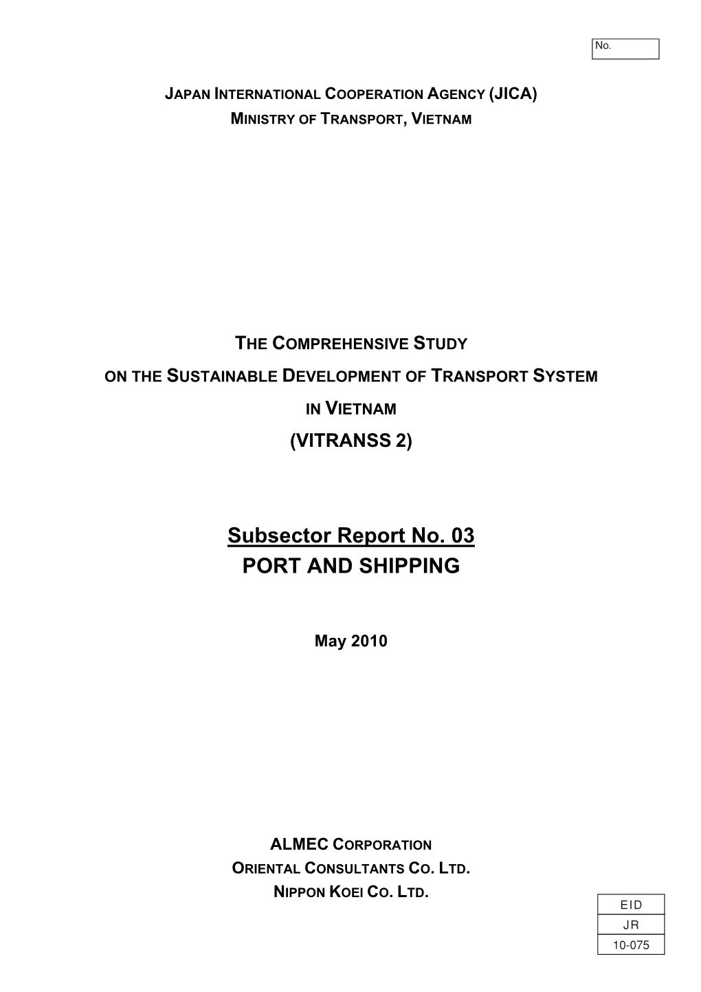 Subsector Report No. 03 PORT and SHIPPING