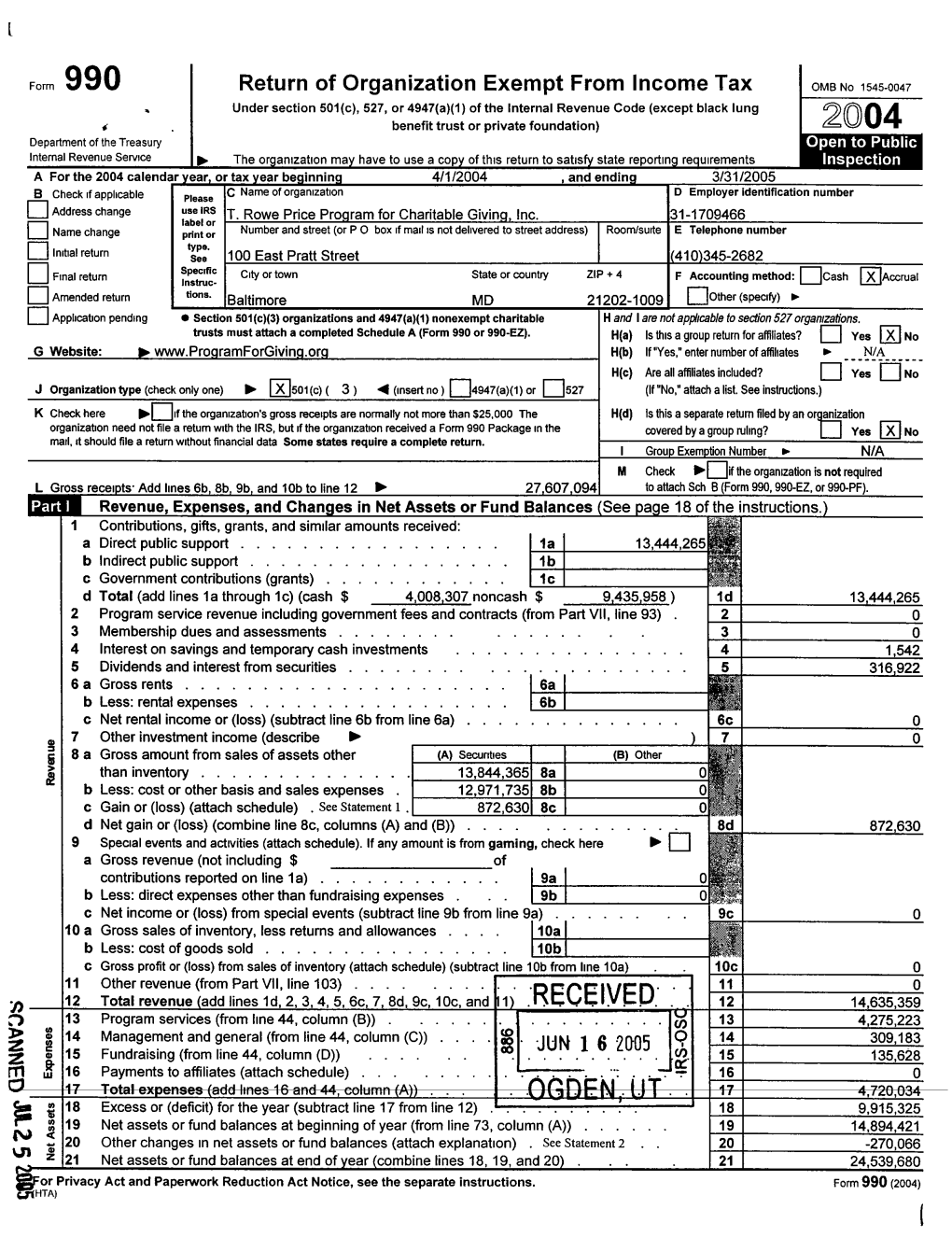 Return of Organization Exempt from Income