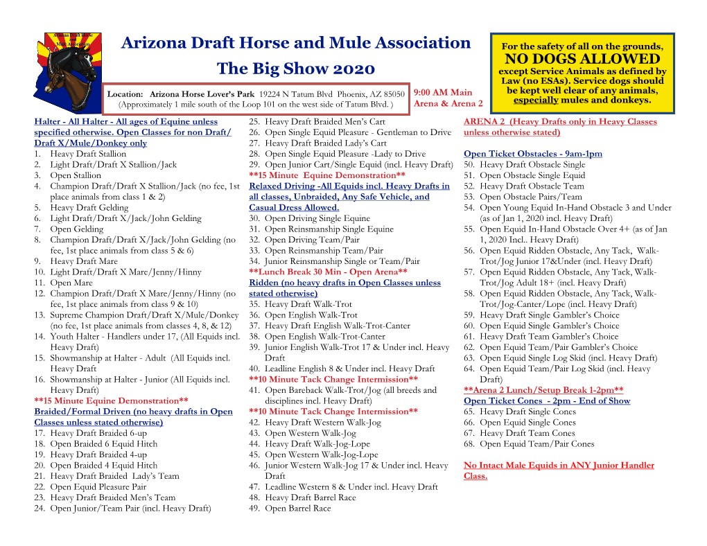 Arizona Draft Horse and Mule Association the Big Show 2020