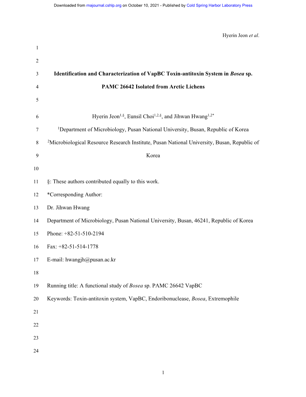 Identification and Characterization of Vapbc Toxin-Antitoxin System in Bosea Sp