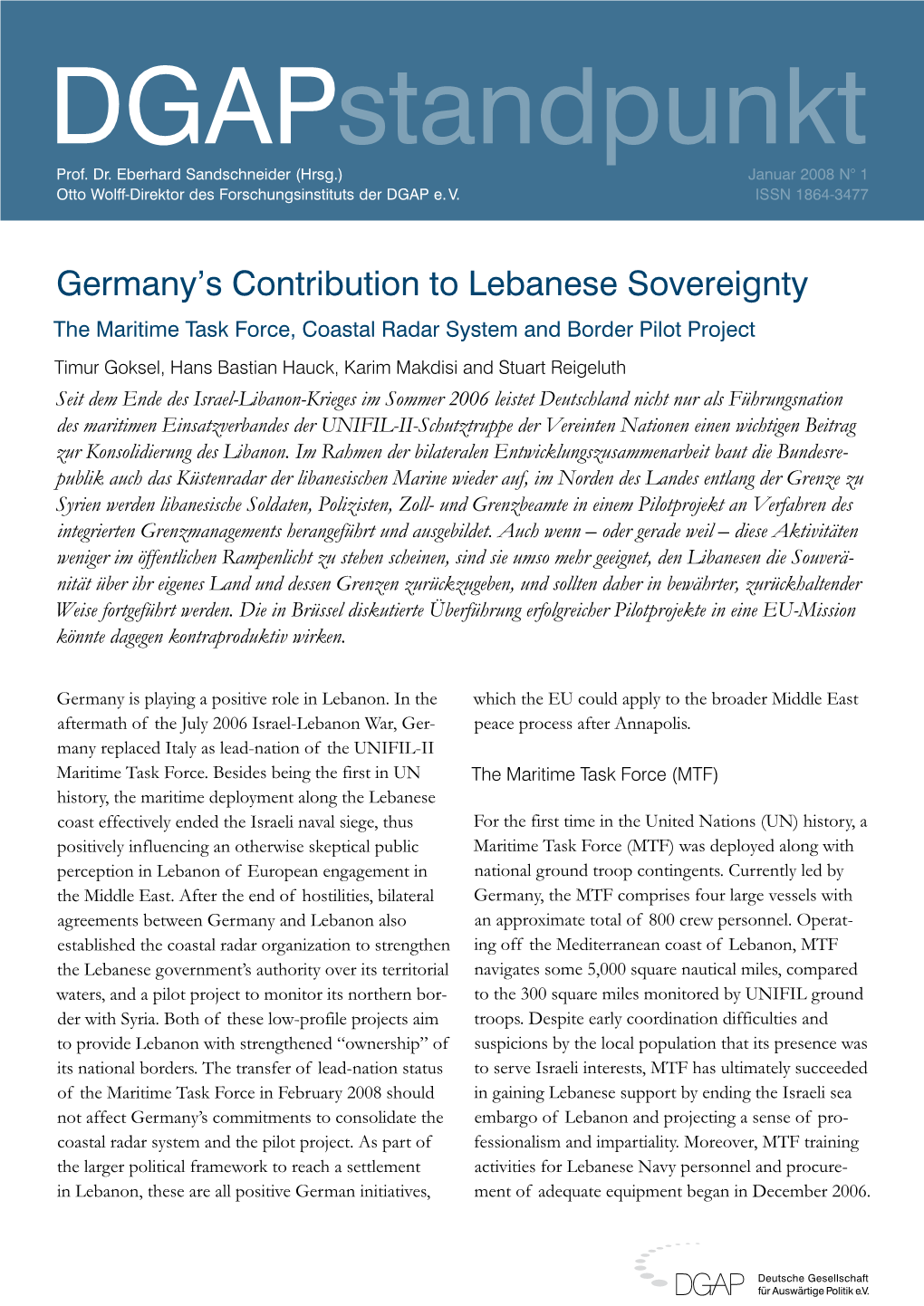 Germany's Contribution to Lebanese Sovereignty