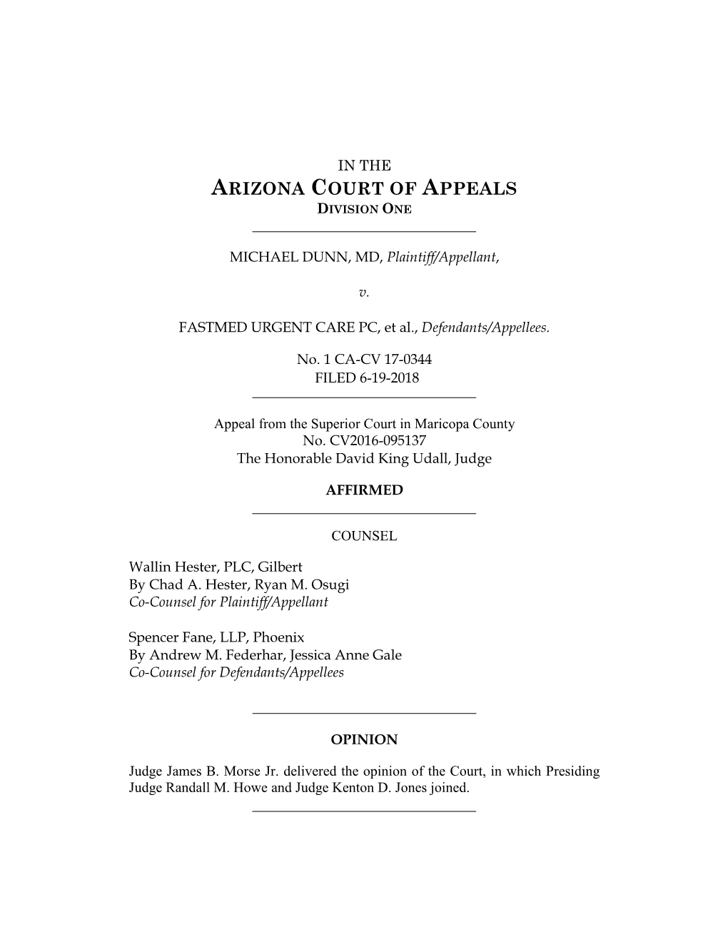 Dunn V. Fastmed Urgent Care, P.C