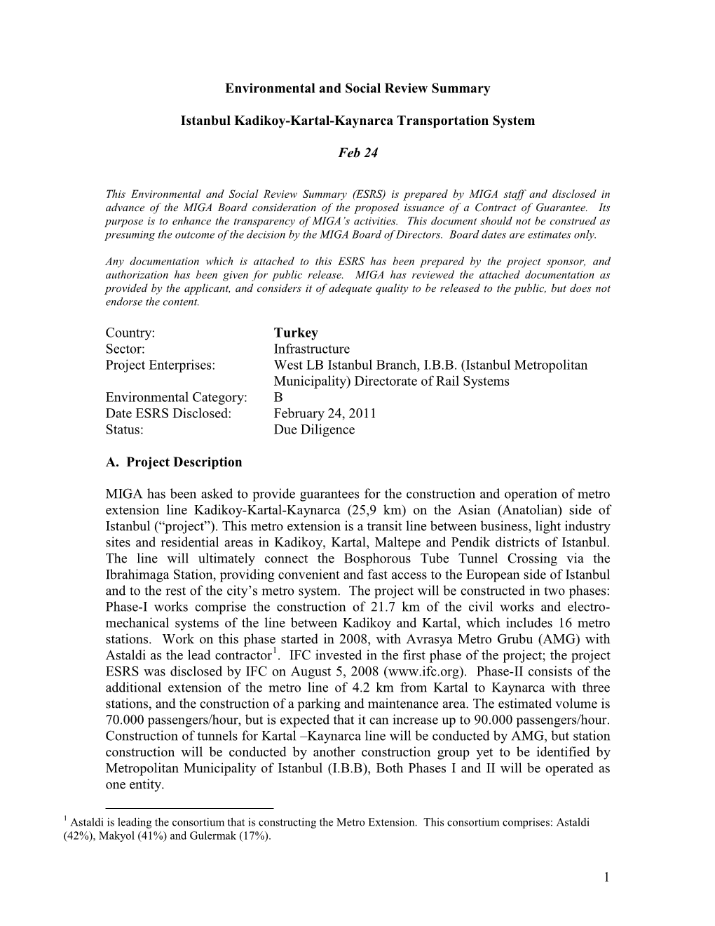 Environmental and Social Review Summary