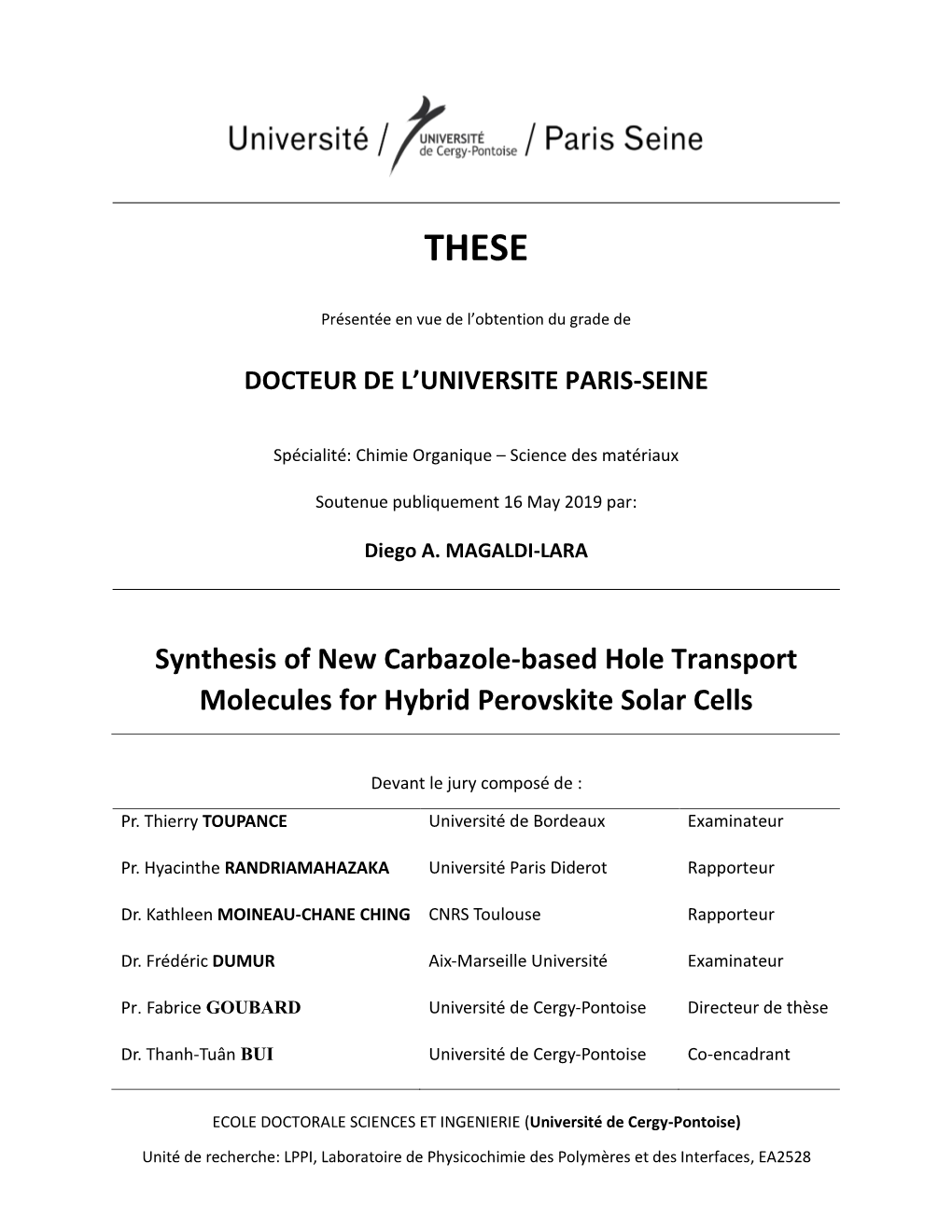 Synthesis of New Carbazole-Based Hole Transport Molecules for Hybrid Perovskite Solar Cells