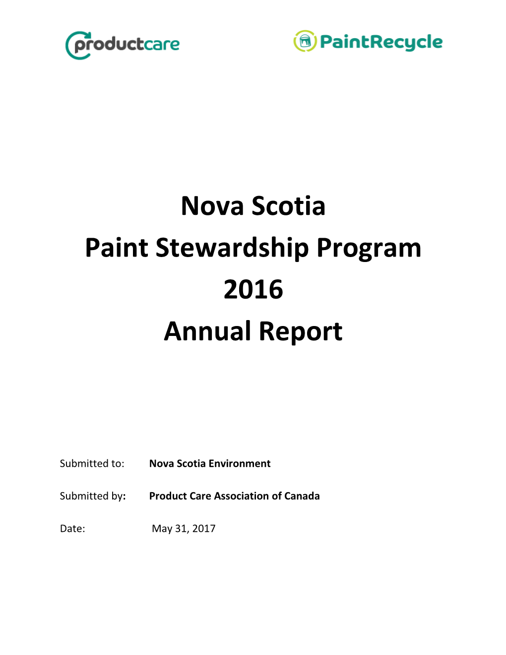 Nova Scotia Paint Stewardship Program 2016 Annual Report