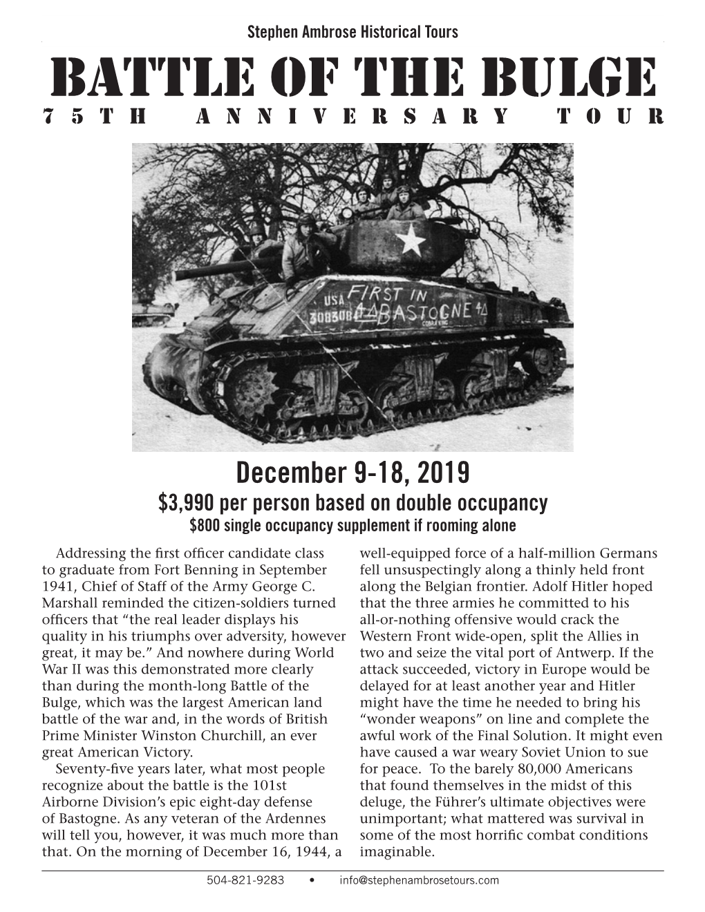Battle of the Bulge 75Th Anniversary Tour