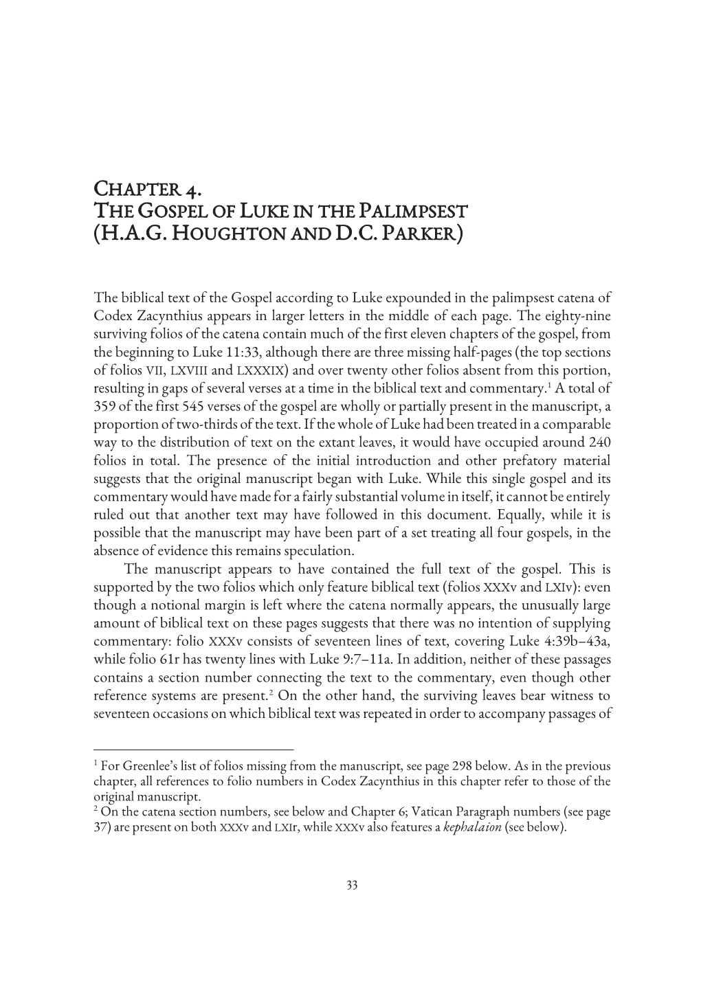 Chapter 4. the Gospel of Luke in the Palimpsest (H.A.G