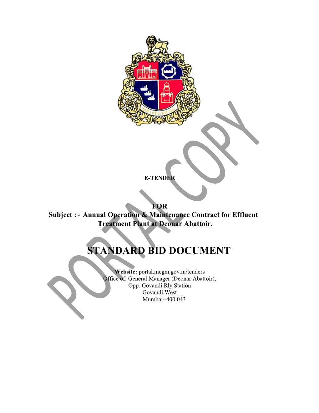 Standard Bid Document