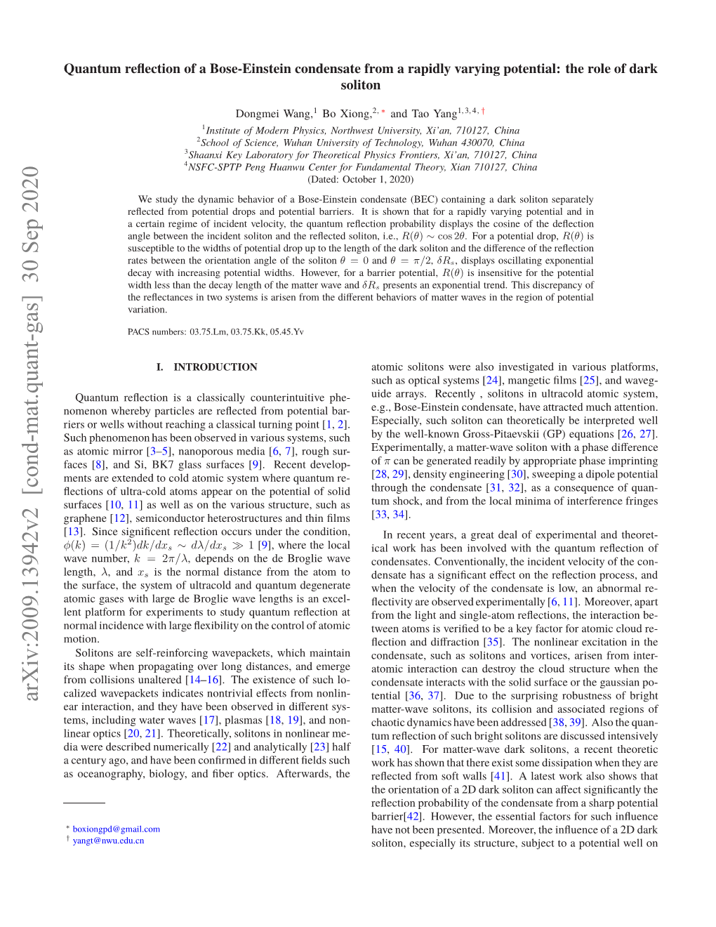 Arxiv:2009.13942V2 [Cond-Mat.Quant-Gas] 30 Sep 2020 Rpee[ Graphene I Eedsrbdnmrcly[ Numerically Described Were Dia Soengah,Booy N Brotc.Atrad,The Afterwards, Optics