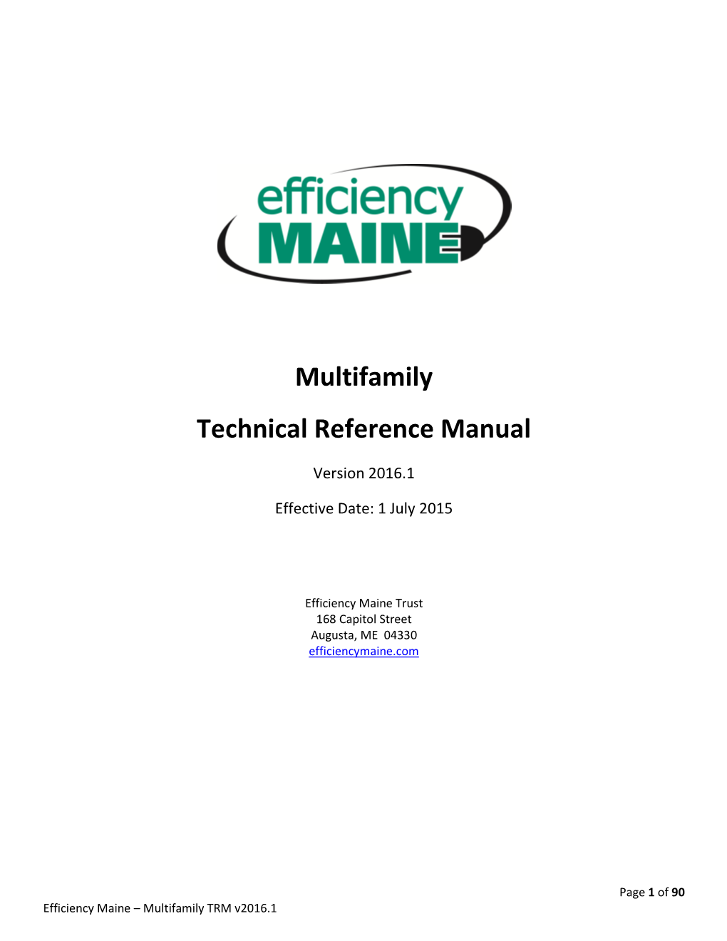 Efficiency Maine Multifamily Technical Reference Manual