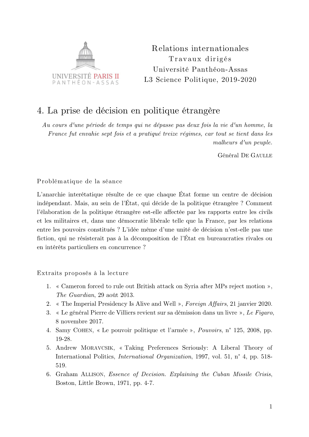 4. La Prise De Décision En Politique Étrangère