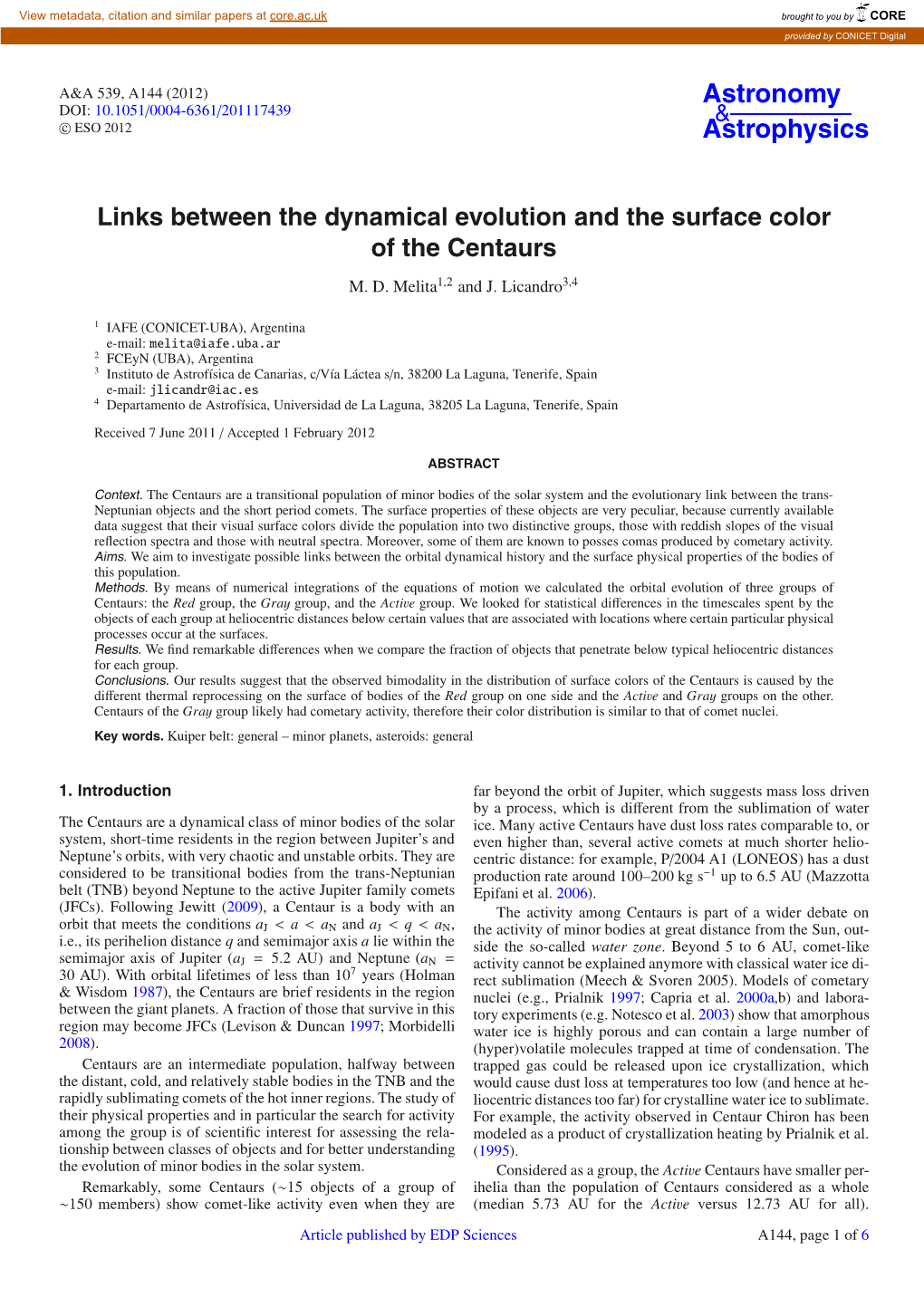 Links Between the Dynamical Evolution and the Surface Color of the Centaurs