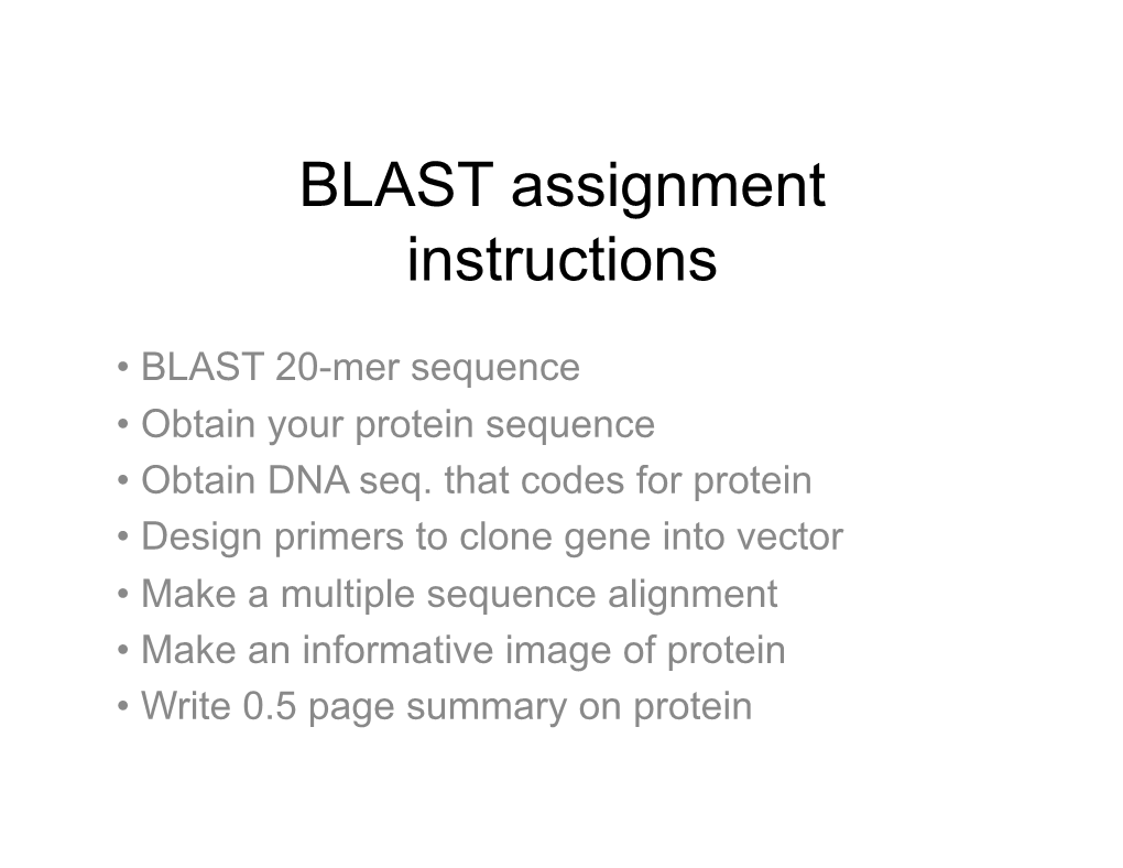 BLAST Assignment Instructions