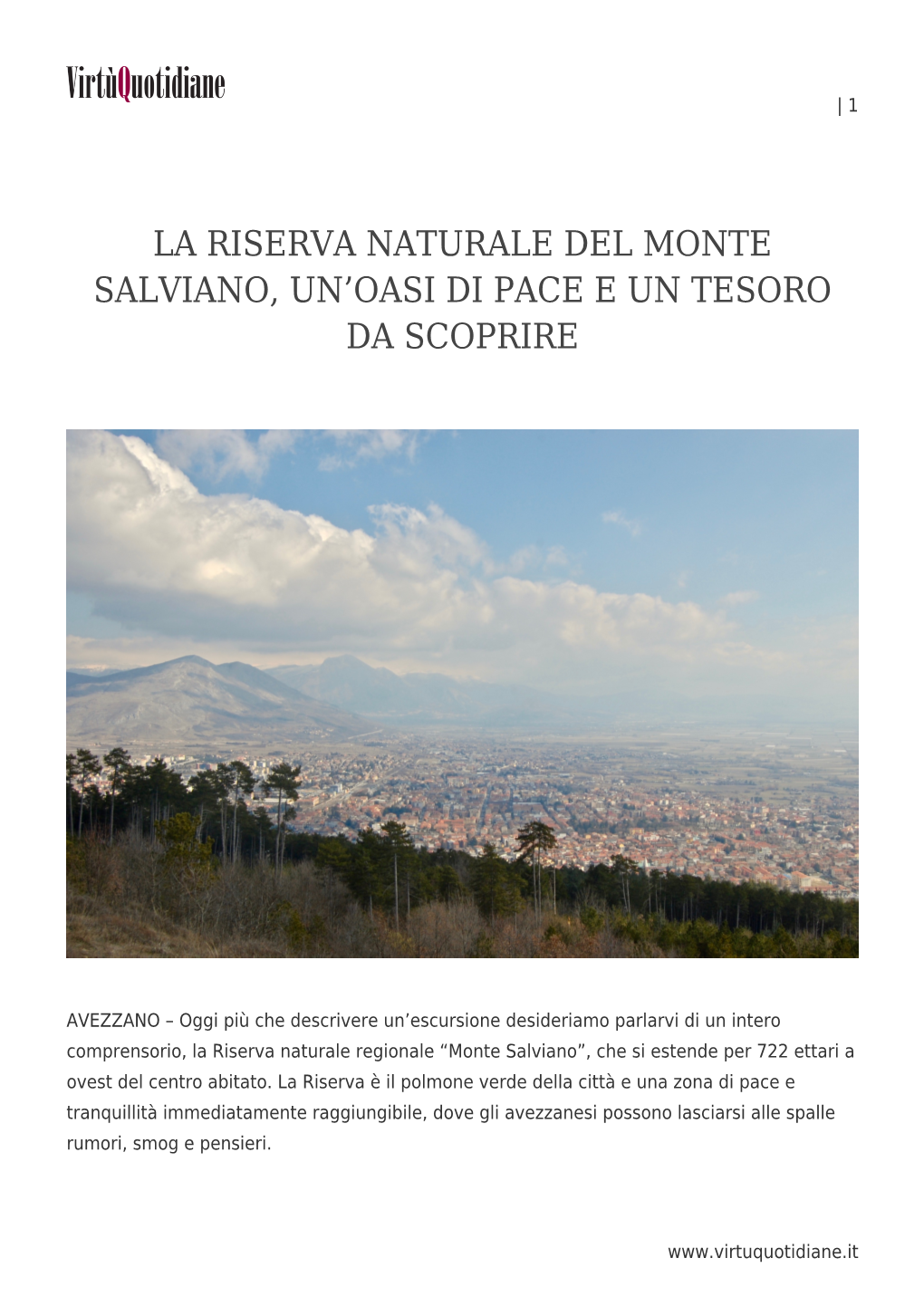 La Riserva Naturale Del Monte Salviano, Un’