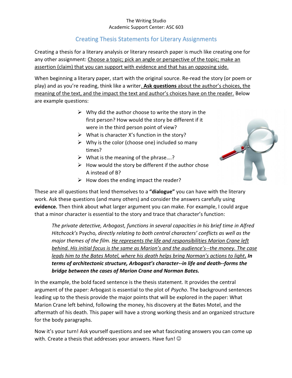 Creating Thesis Statements for Literary Assignments