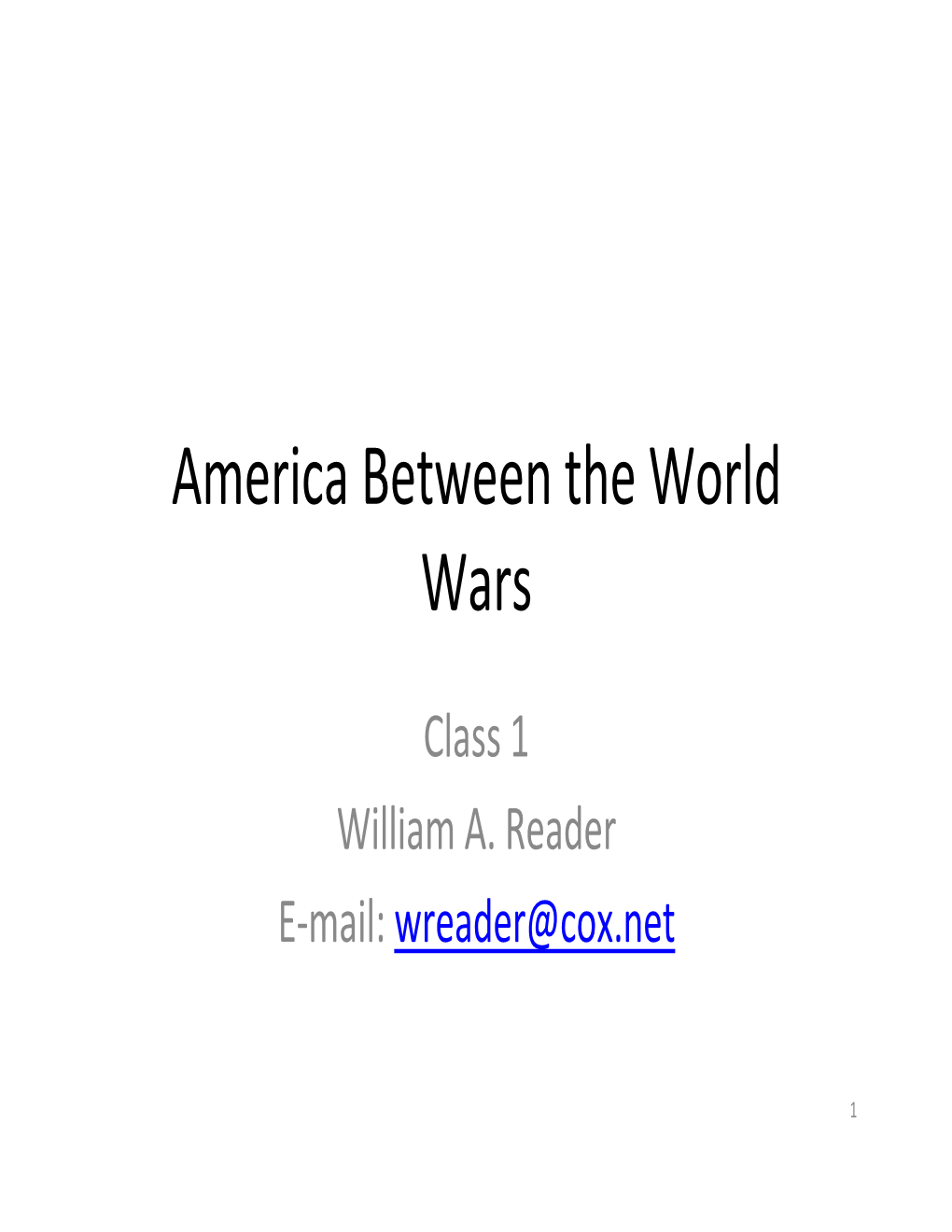 America Between the World Wars