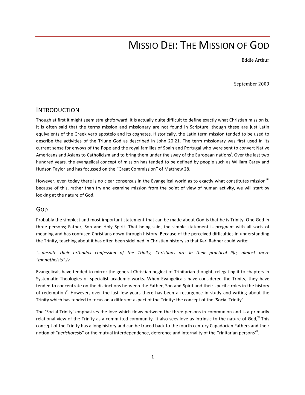 Missio Dei:The Mission Of