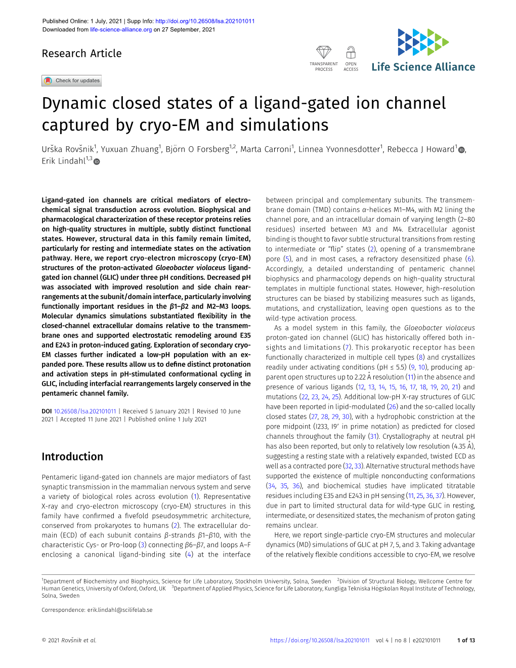 Dynamic Closed States of a Ligand-Gated Ion Channel Captured by Cryo-EM and Simulations