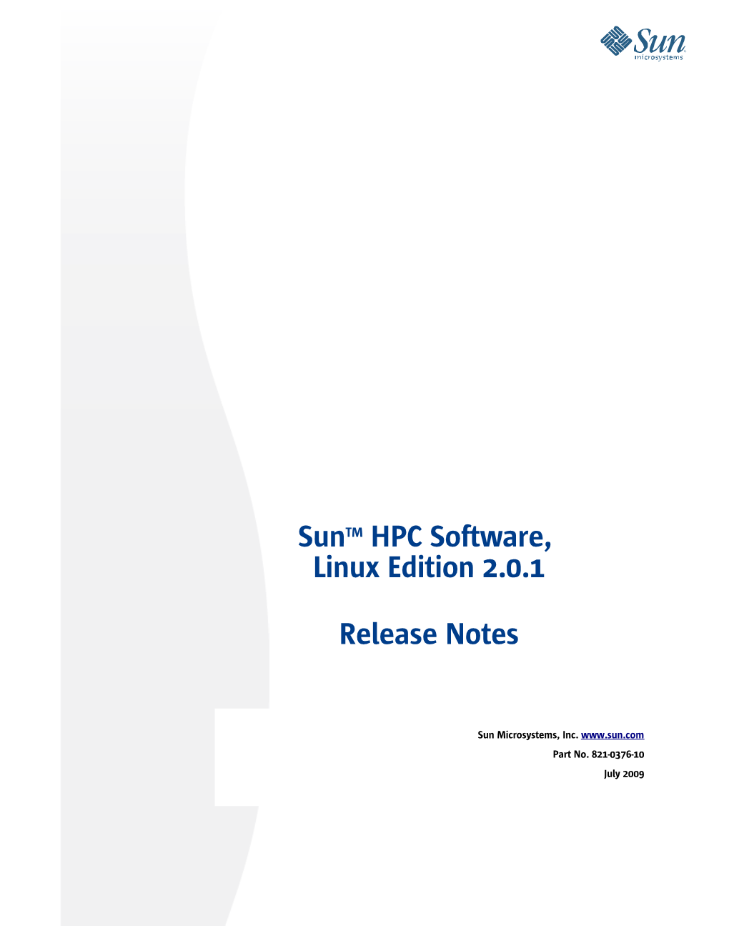 Sun HPC Software, Linux Edition 2.0.1, Release Notes